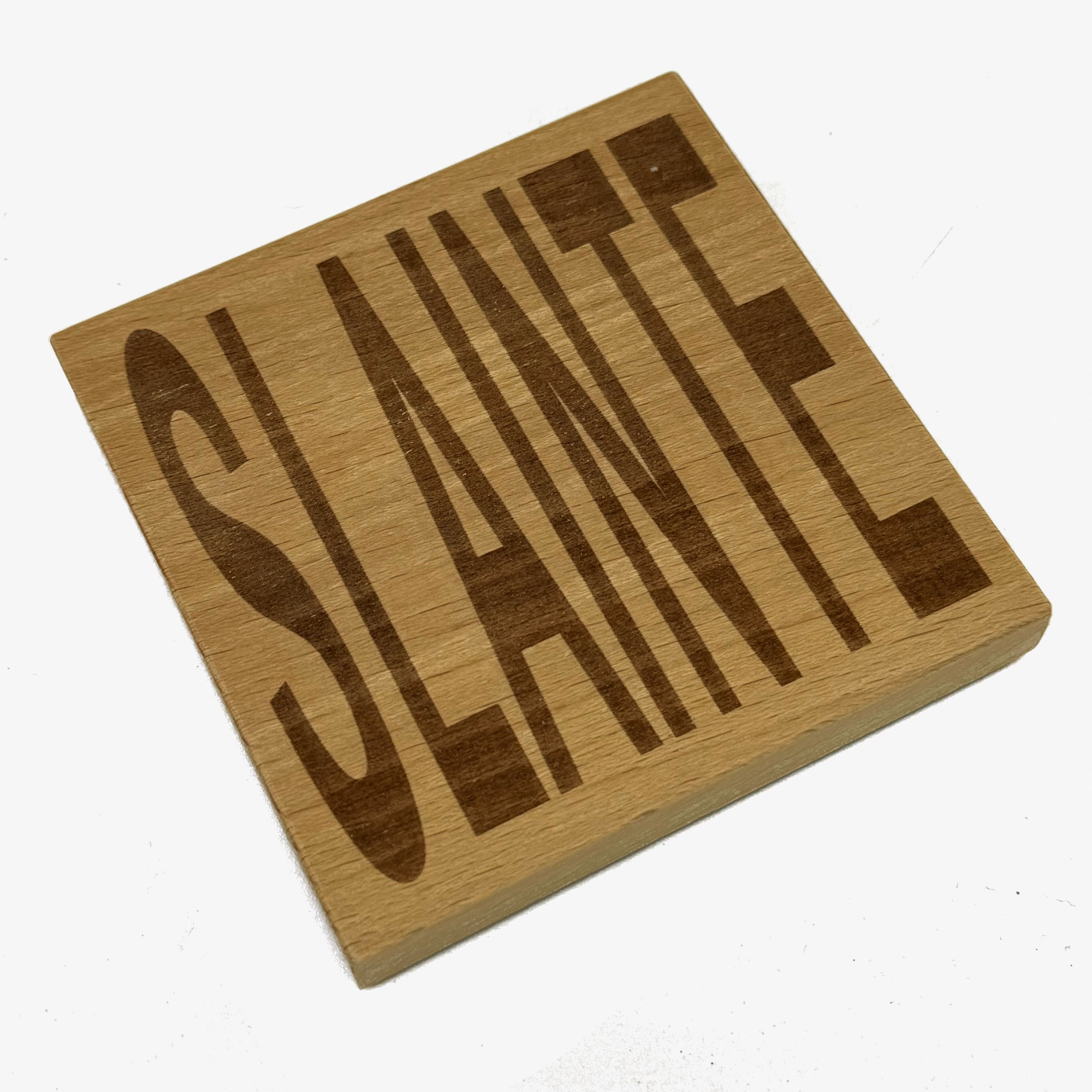 Wooden coaster gift - Scottish dialect - slainte - four non slip feet