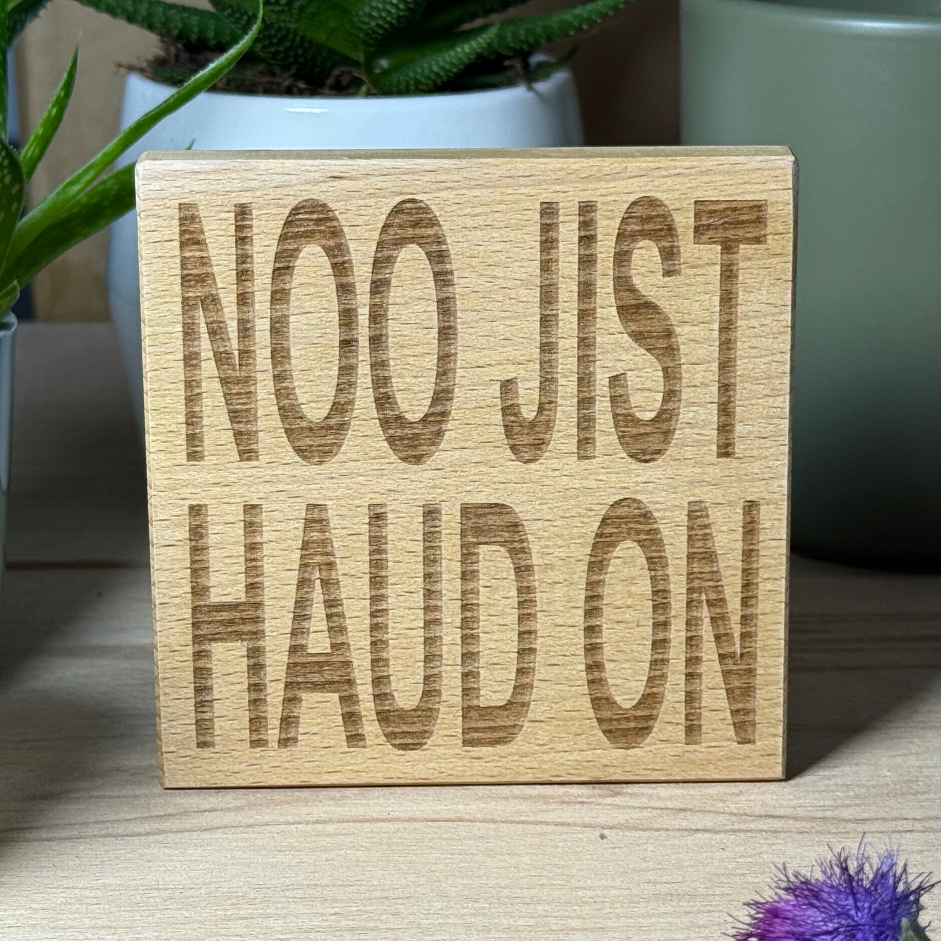 Coaster - Scottish dialect - Noo jist haud on