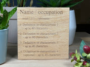 Personalised definition coaster - wood