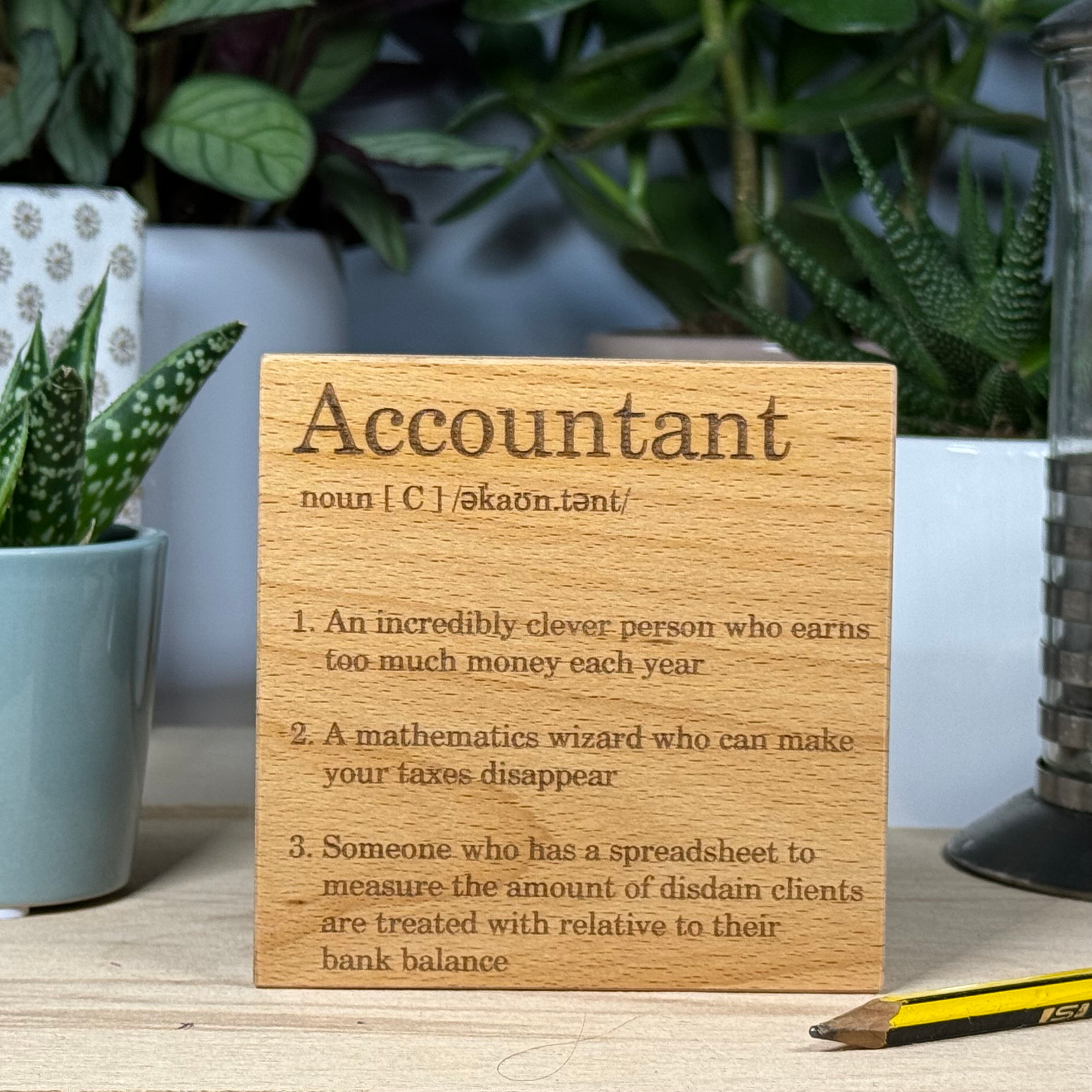 Wooden coaster - occupation - accountant