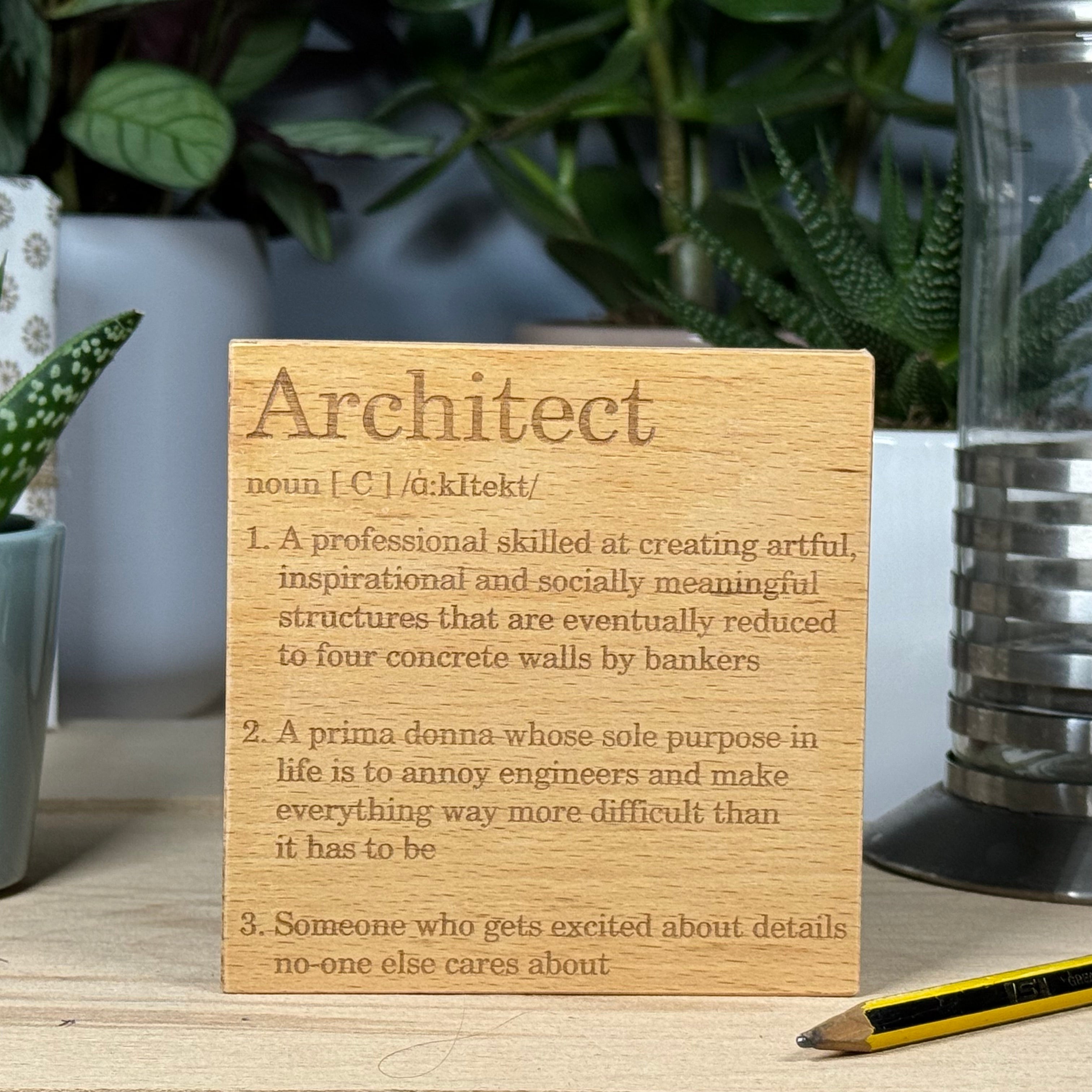 Wooden coaster - occupation - architect