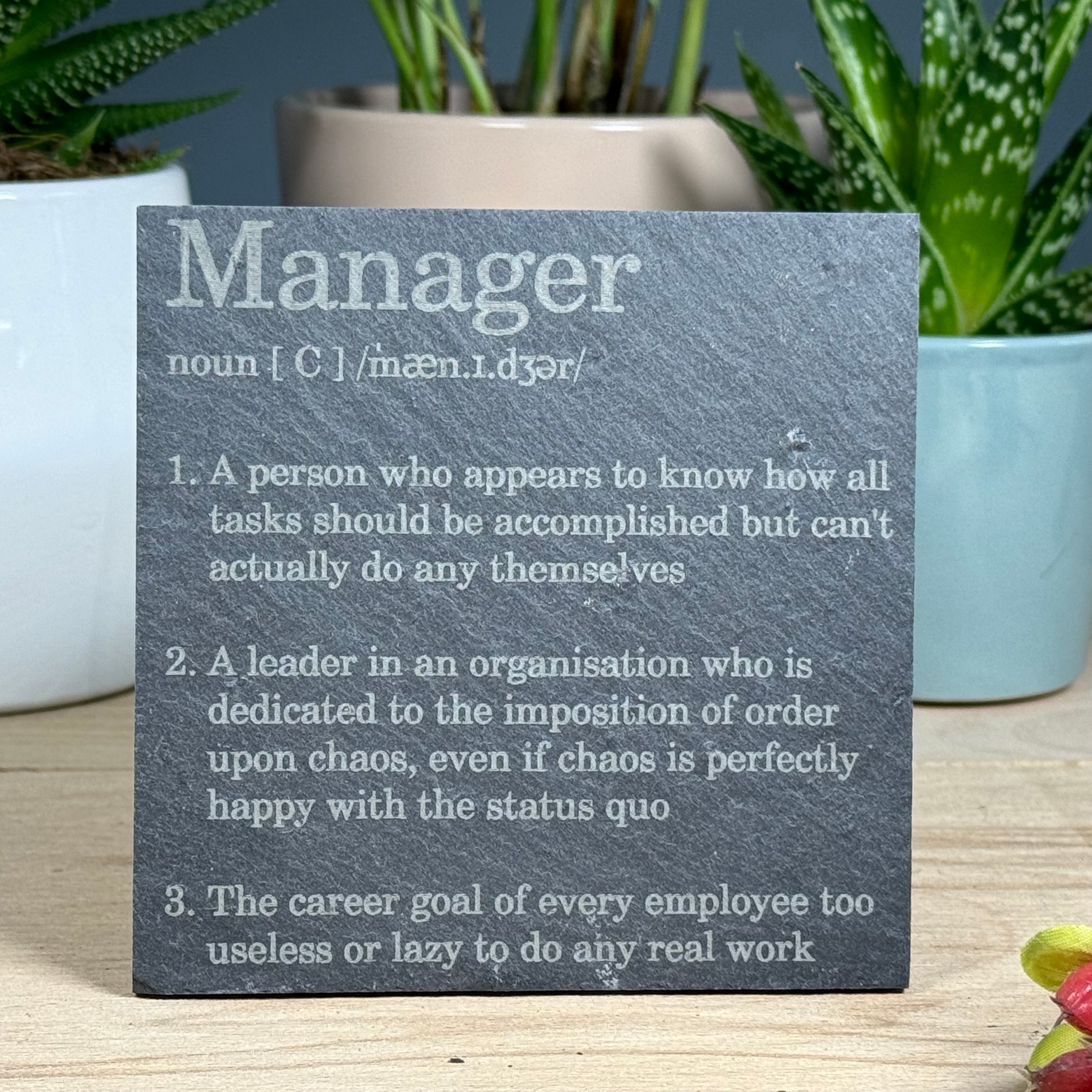 Slate coaster - occupation - manager