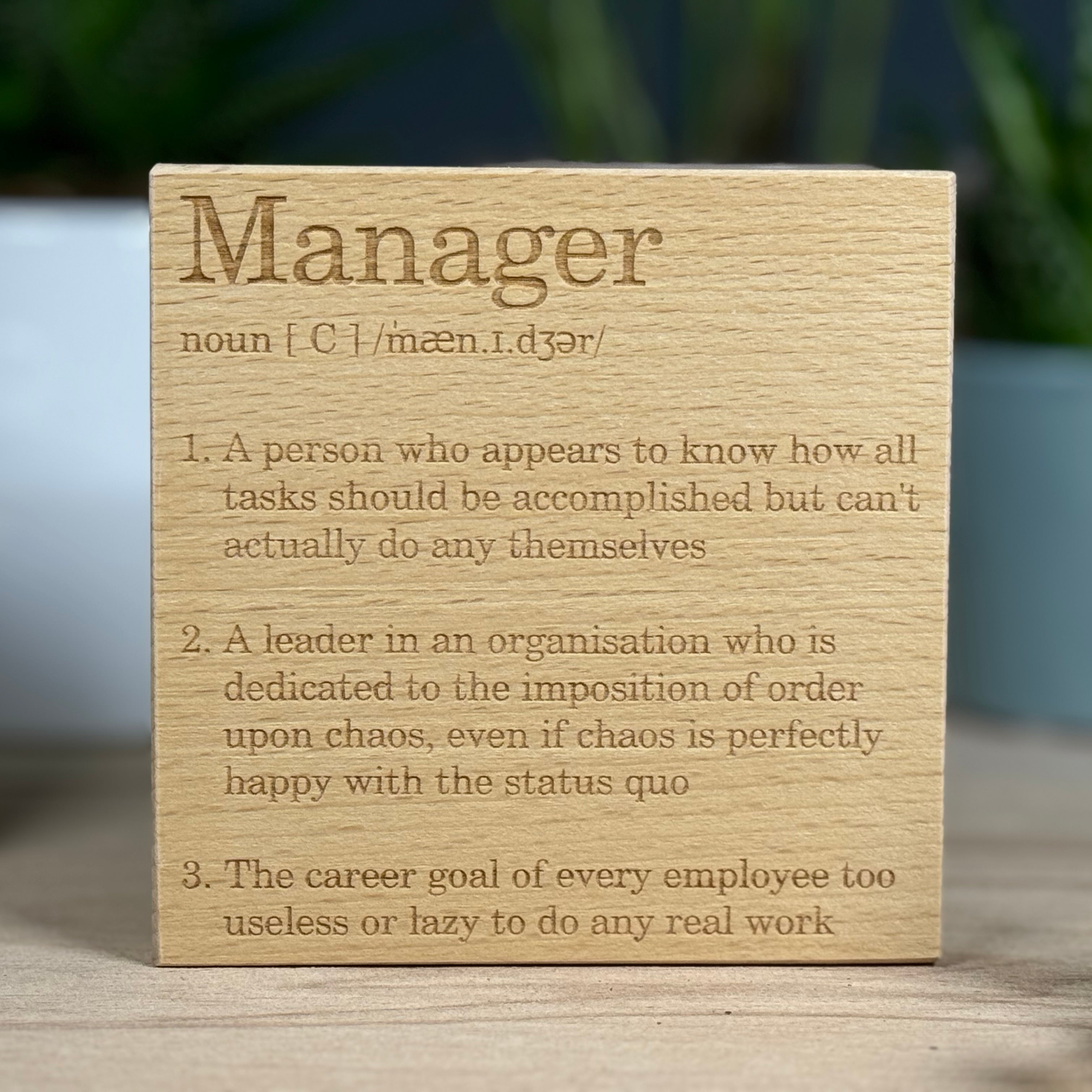 Wooden coaster - occupation - manager