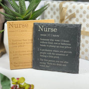 Wooden or slate coaster - occupation - nurse