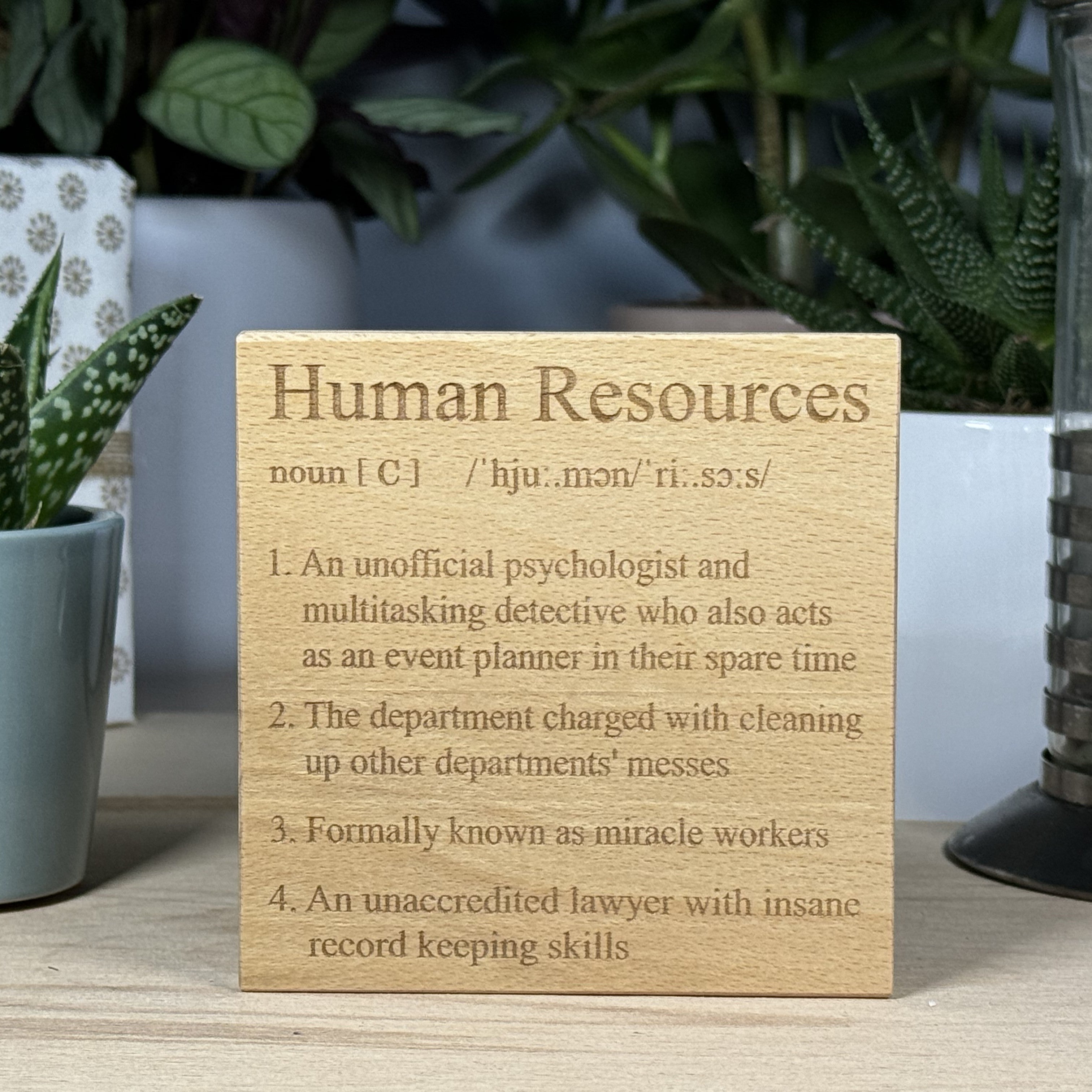 Wooden coaster - occupation - human resources HR
