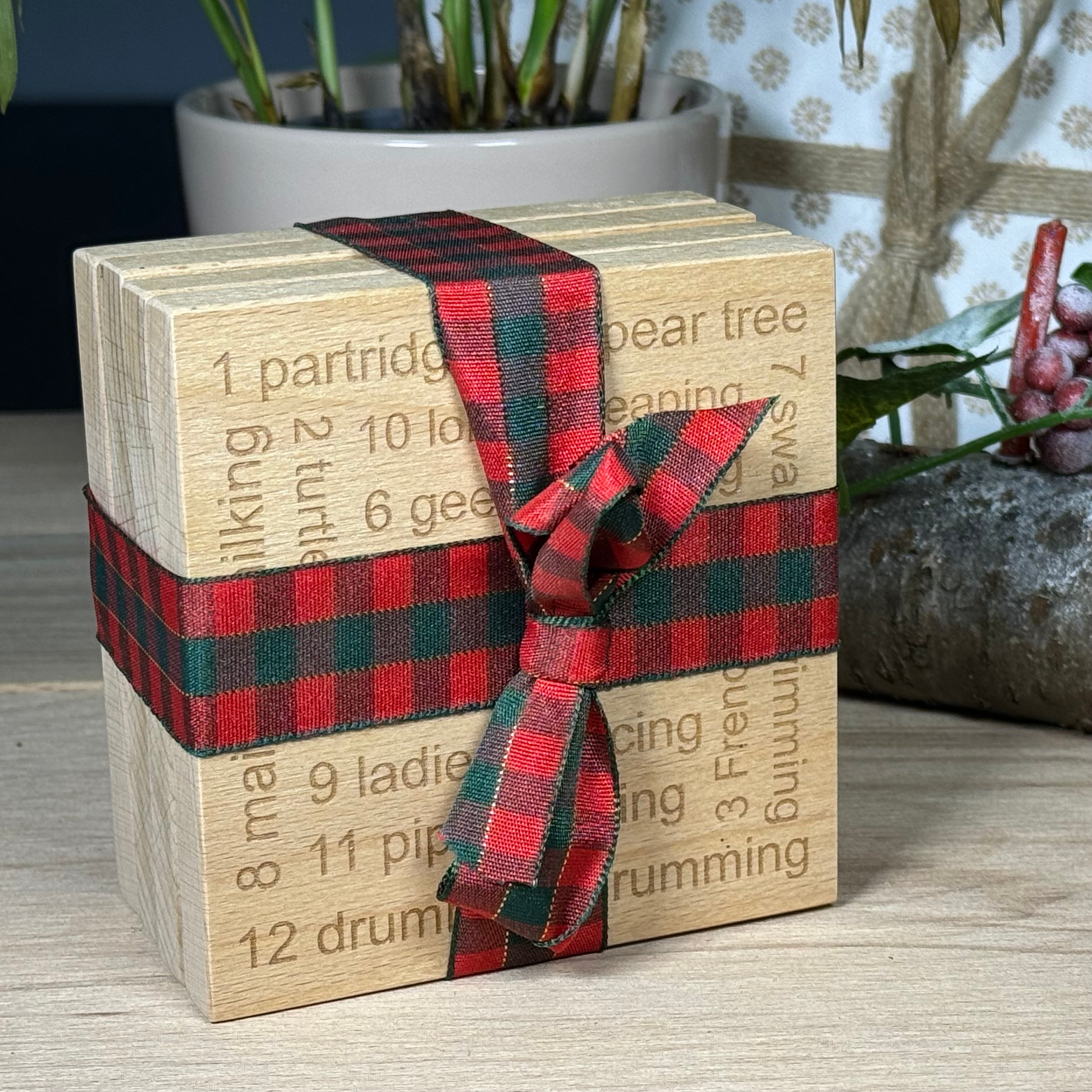 Wooden coaster - 12 twelve days of Christmas