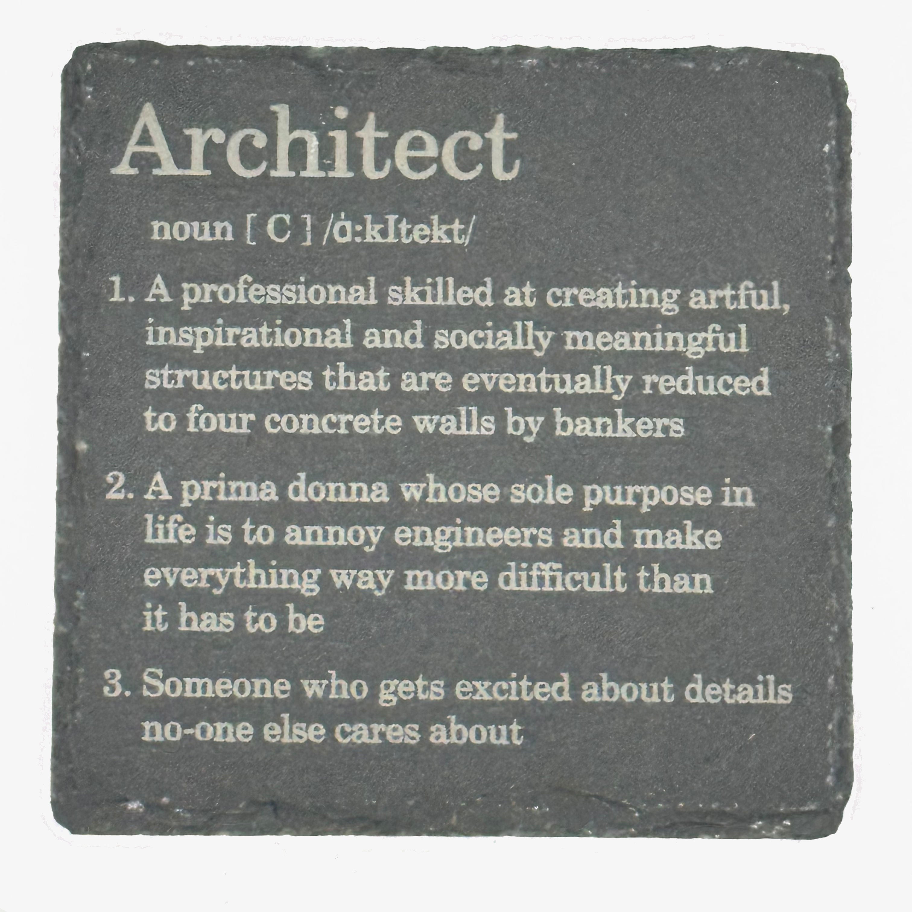 Slate coaster gift - occupation - architect