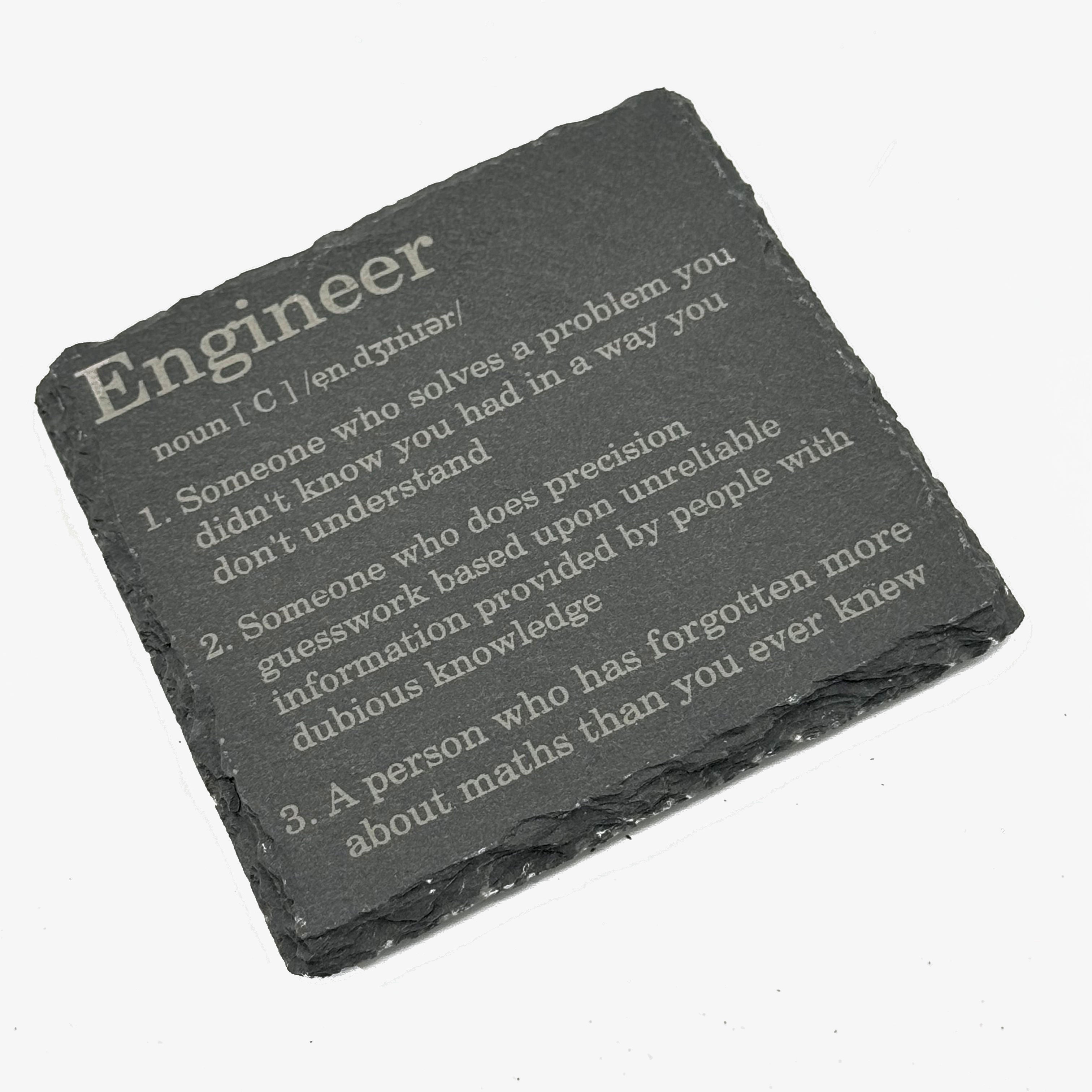 Slate coaster - occupation - engineer
