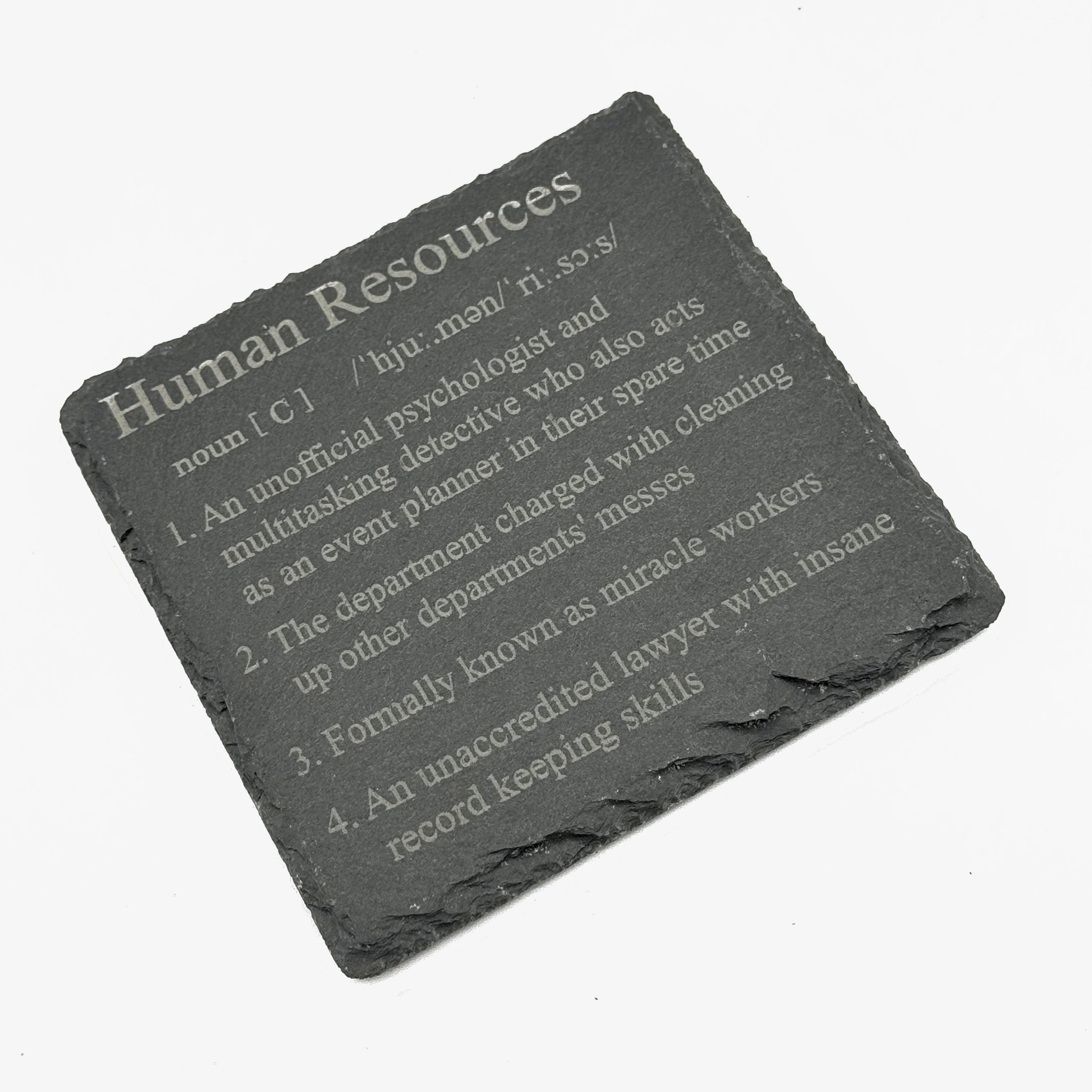 Slate coaster - occupation - human resources HR