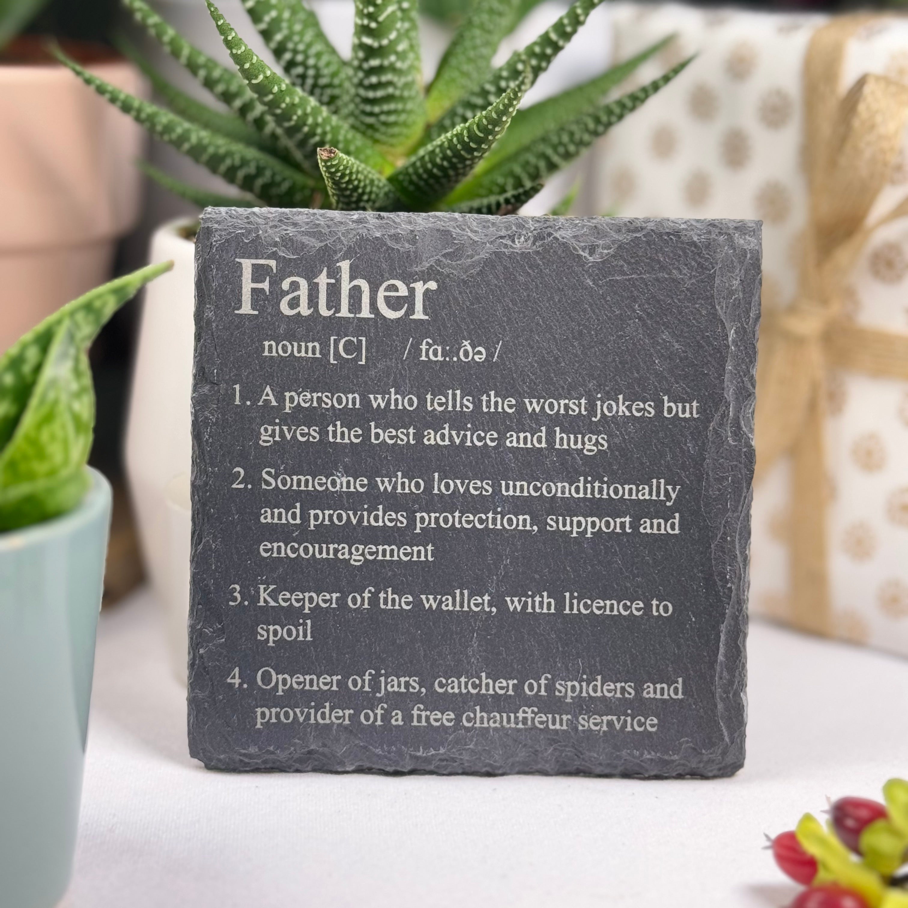 Slate coaster gift - father