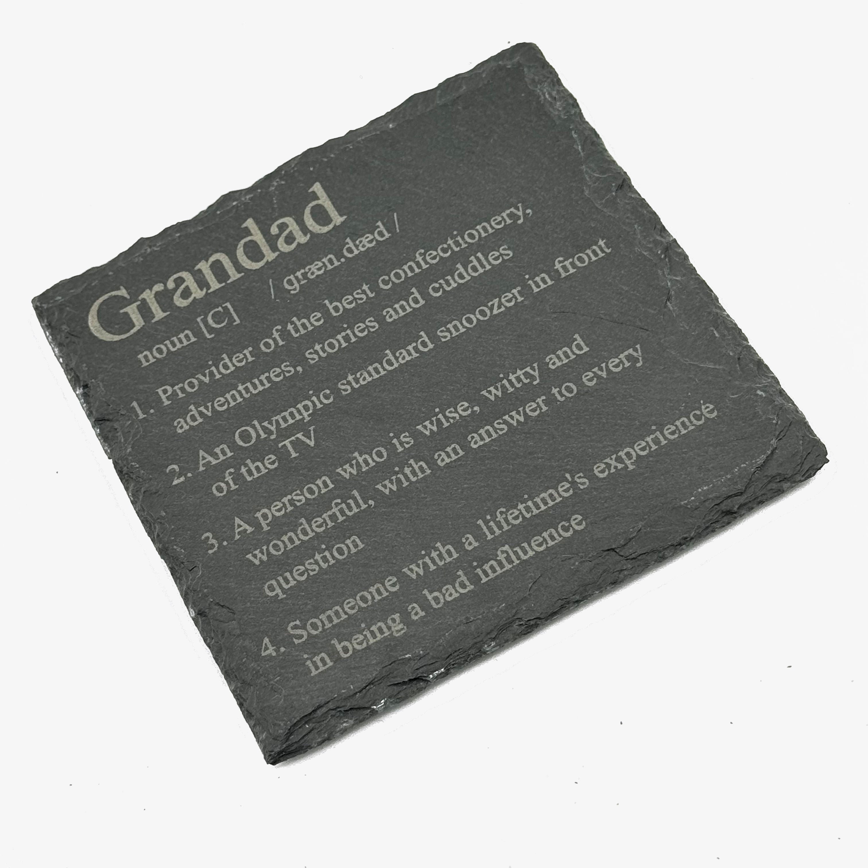 Slate coaster - definition - grandad