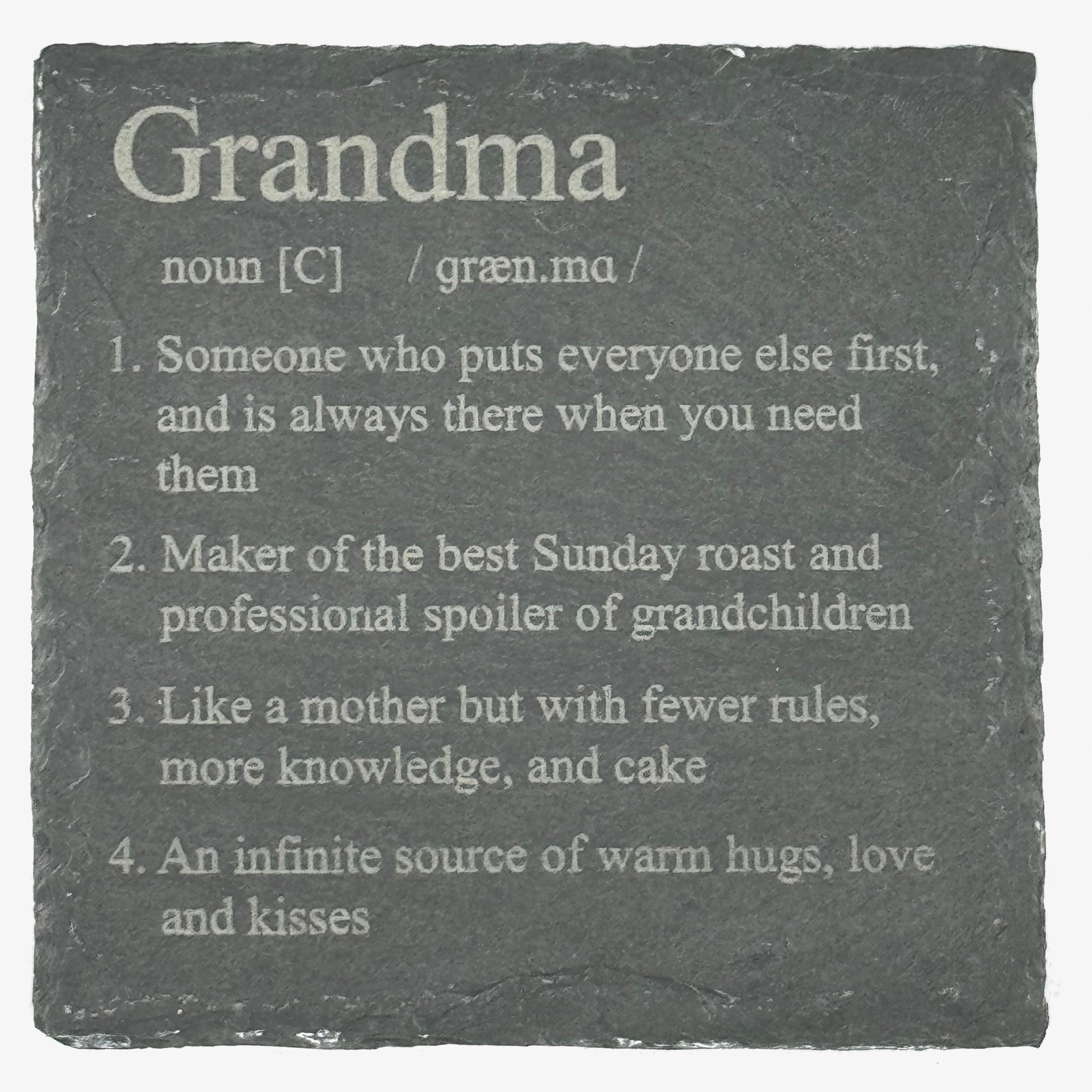Slate coaster gift for grandma - definition