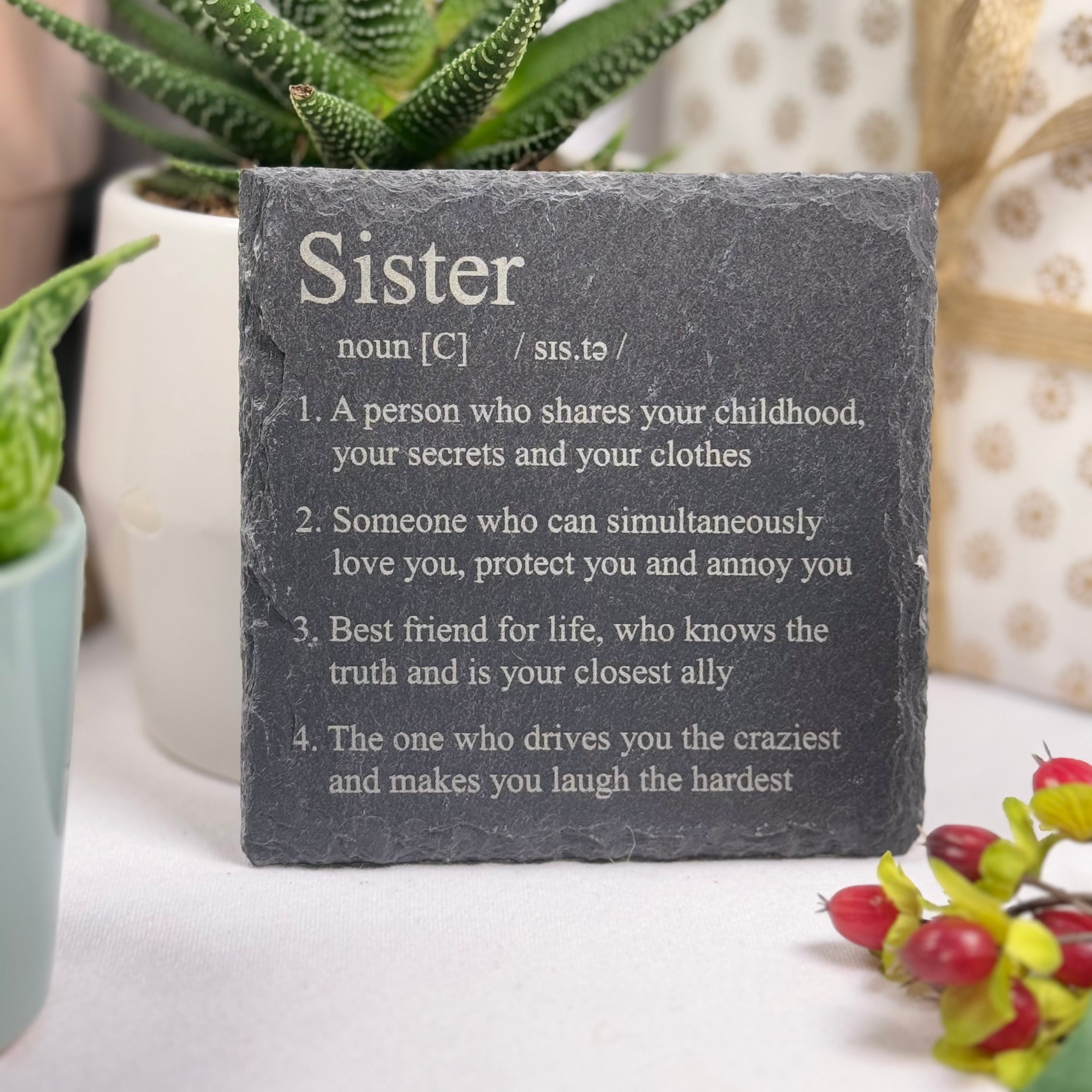 Slate coaster gift for sister - definition