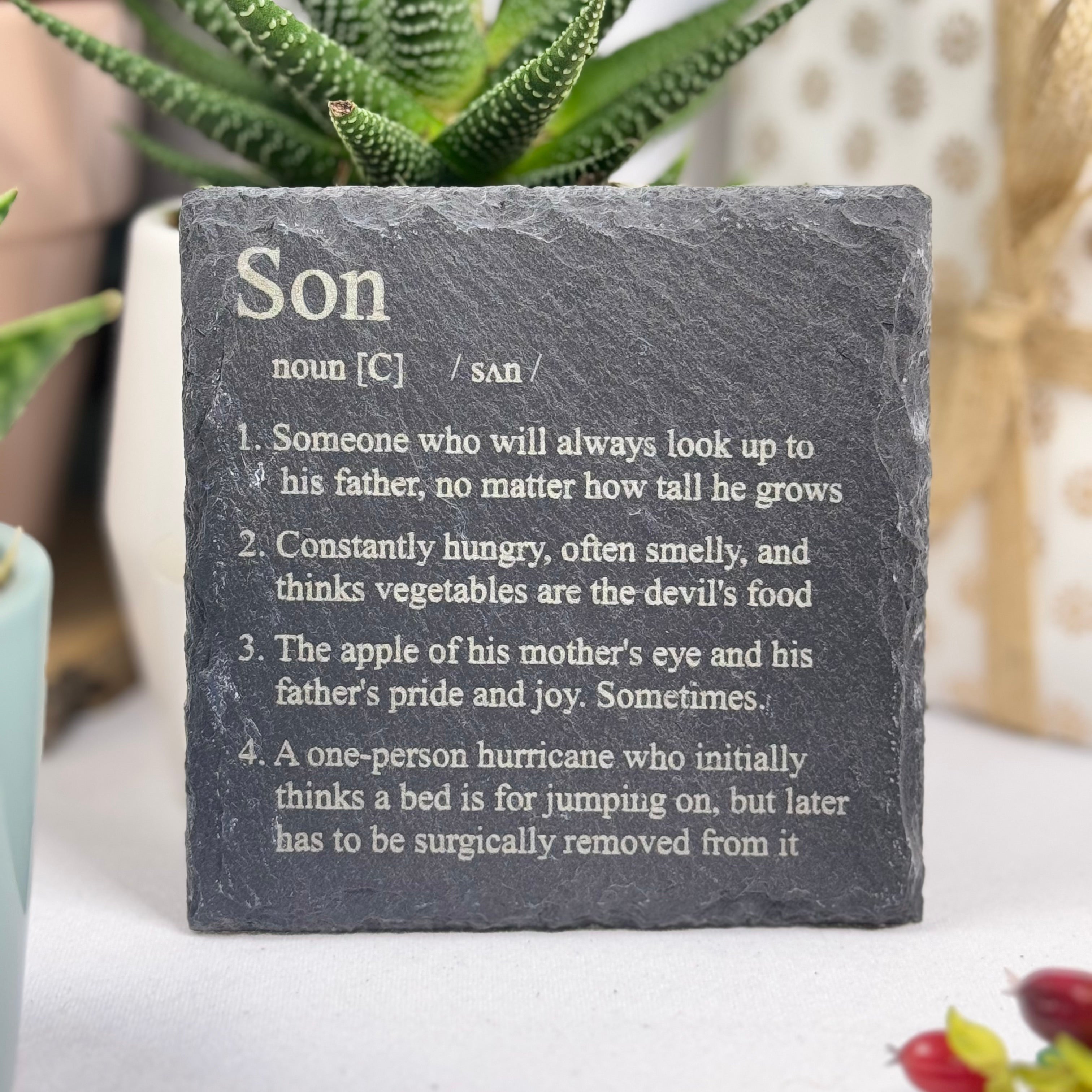 Slate coaster - definition - son