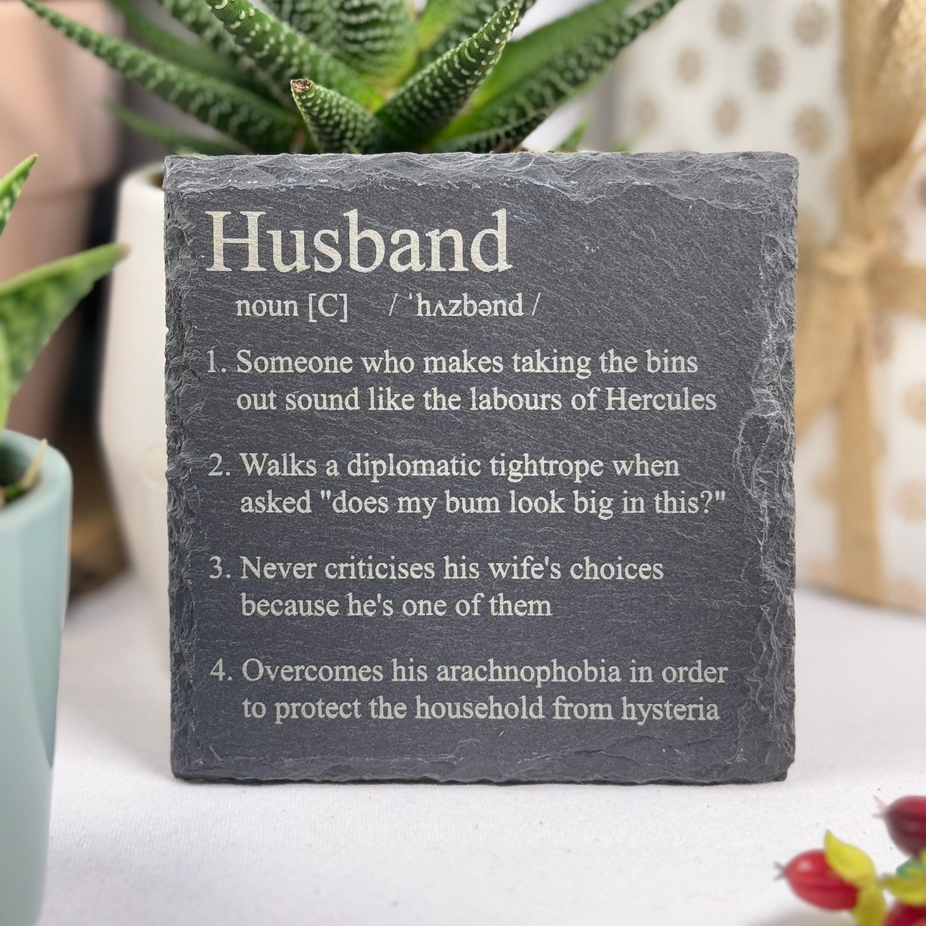 Slate coaster - family - husband