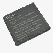 Slate coaster - family definitions - wedding - wife