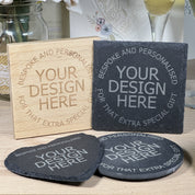 Personalised bespoke coaster - wood, slate