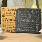 Wedding word map coaster - wood or slate