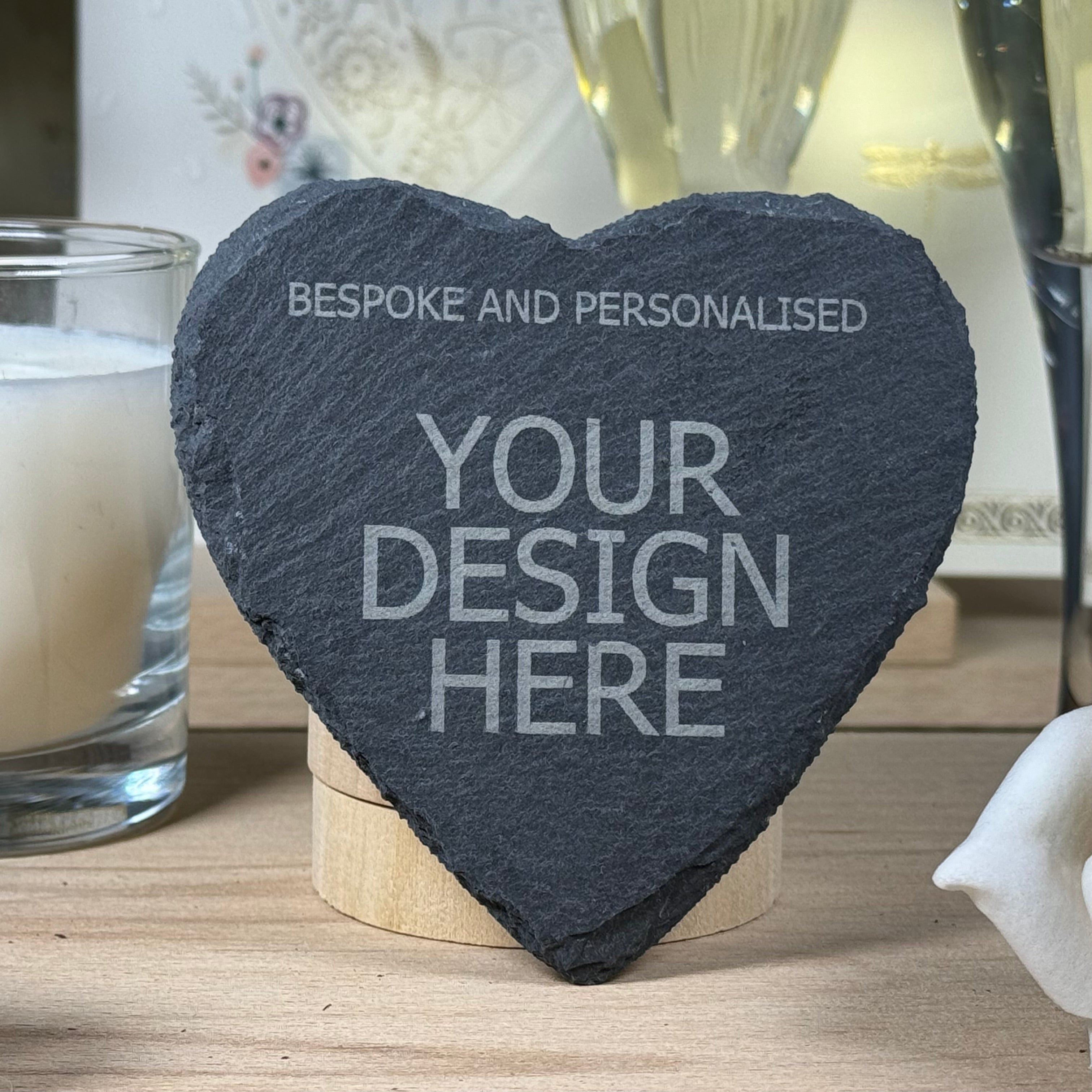 Personalised bespoke coaster - heart shaped