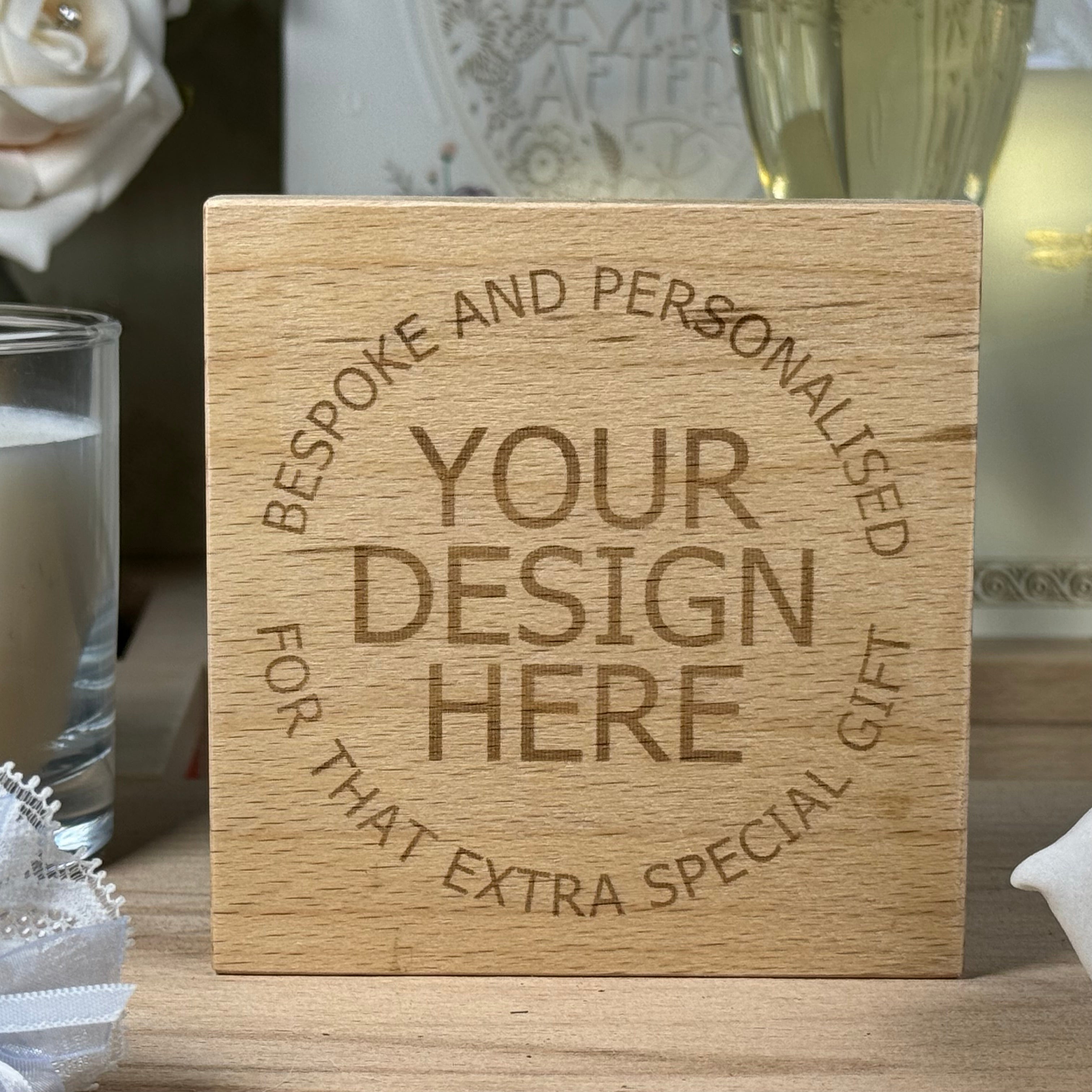 Personalised bespoke coaster - wood
