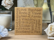 Personalised word map coaster - wood