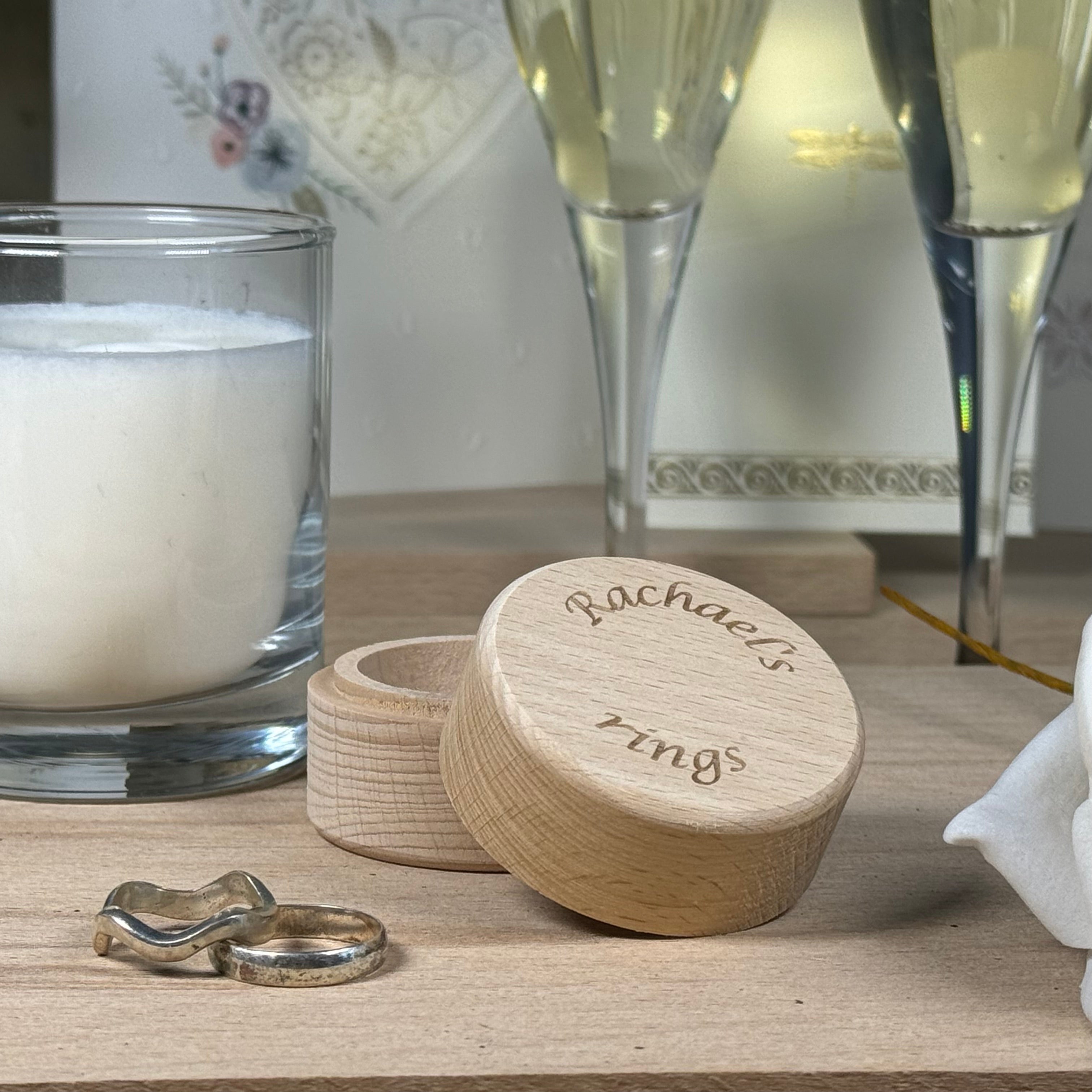 Wooden ring trinket box - personalised
