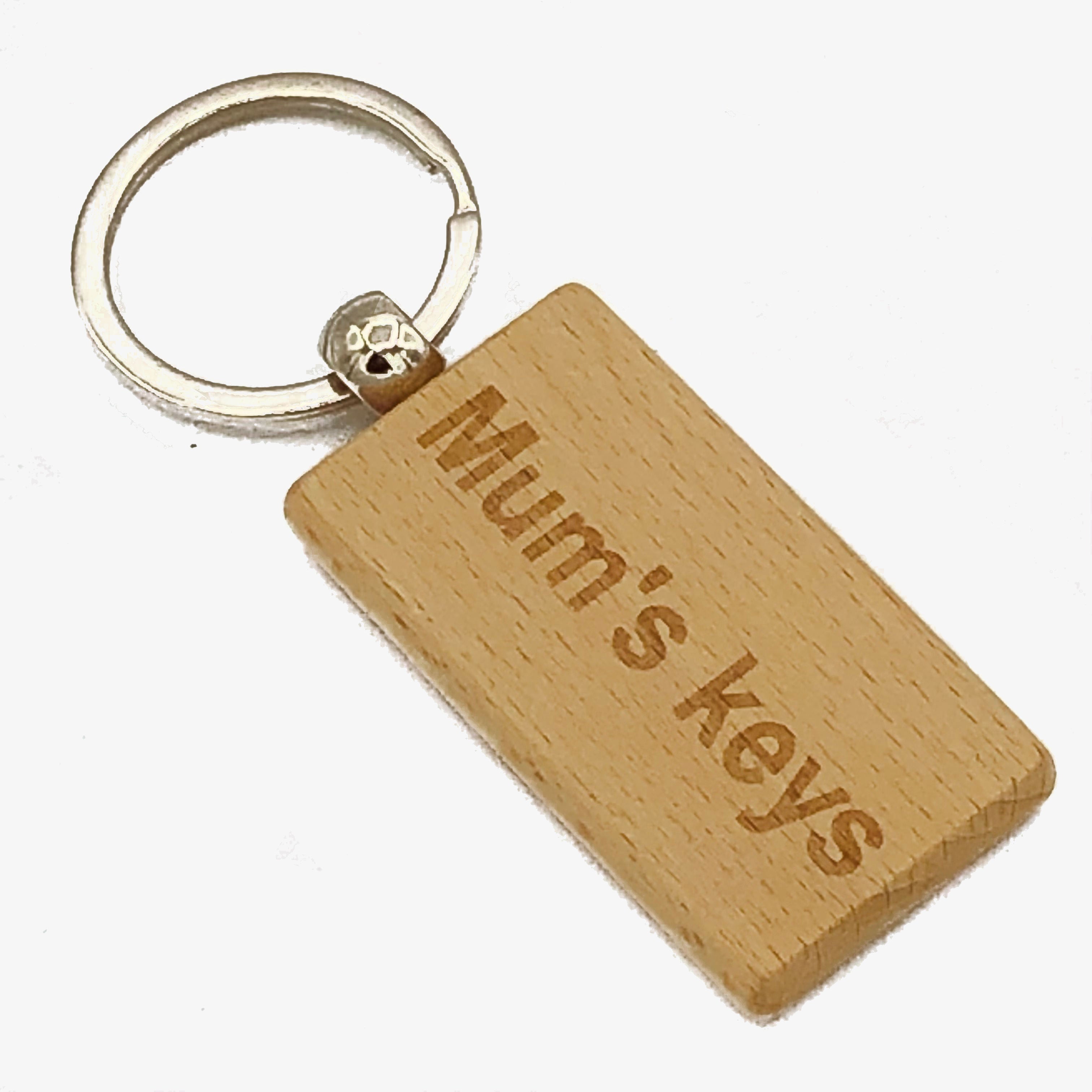 Wooden rectangular keyring gift for mother - laser engraved - Mum's keys