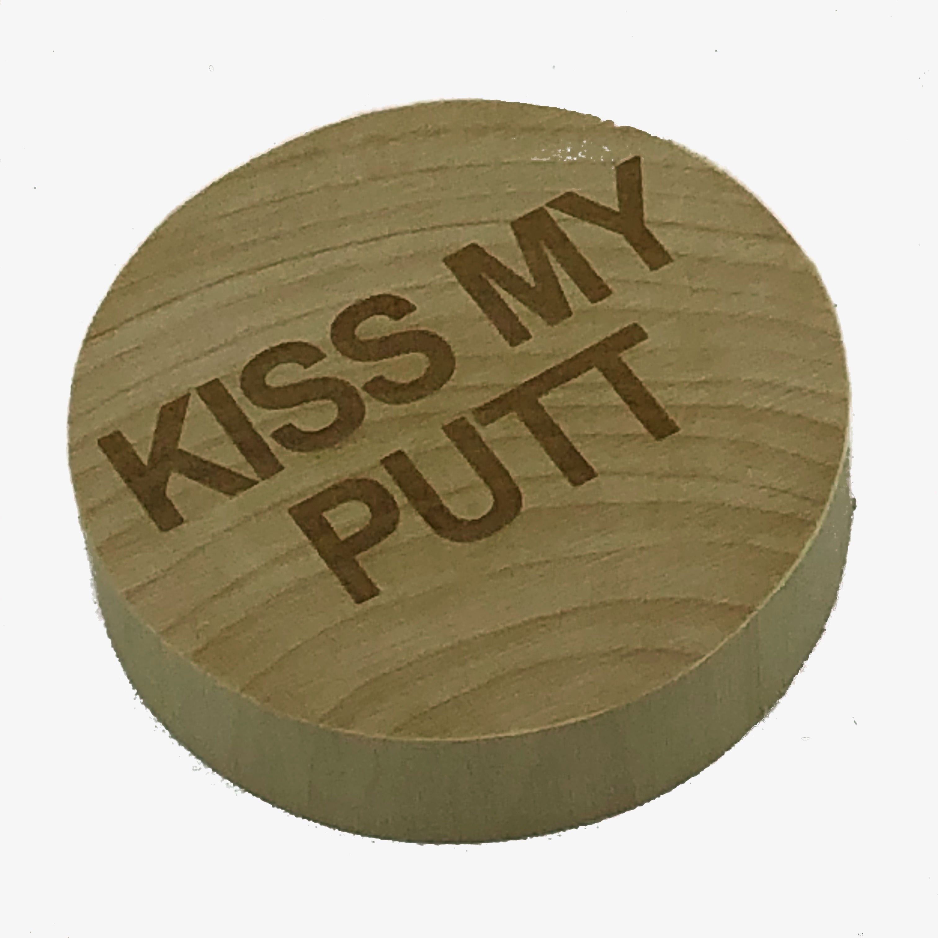 Fridge magnet / wooden bottle opener - golf - kiss my putt