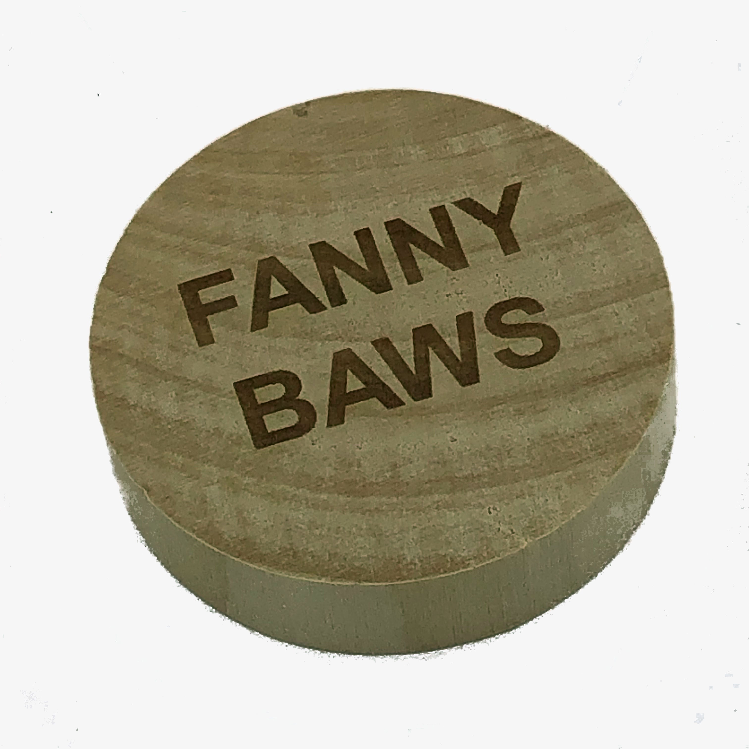 Wooden fridge magnet bottle opener laser engraved with fanny baws