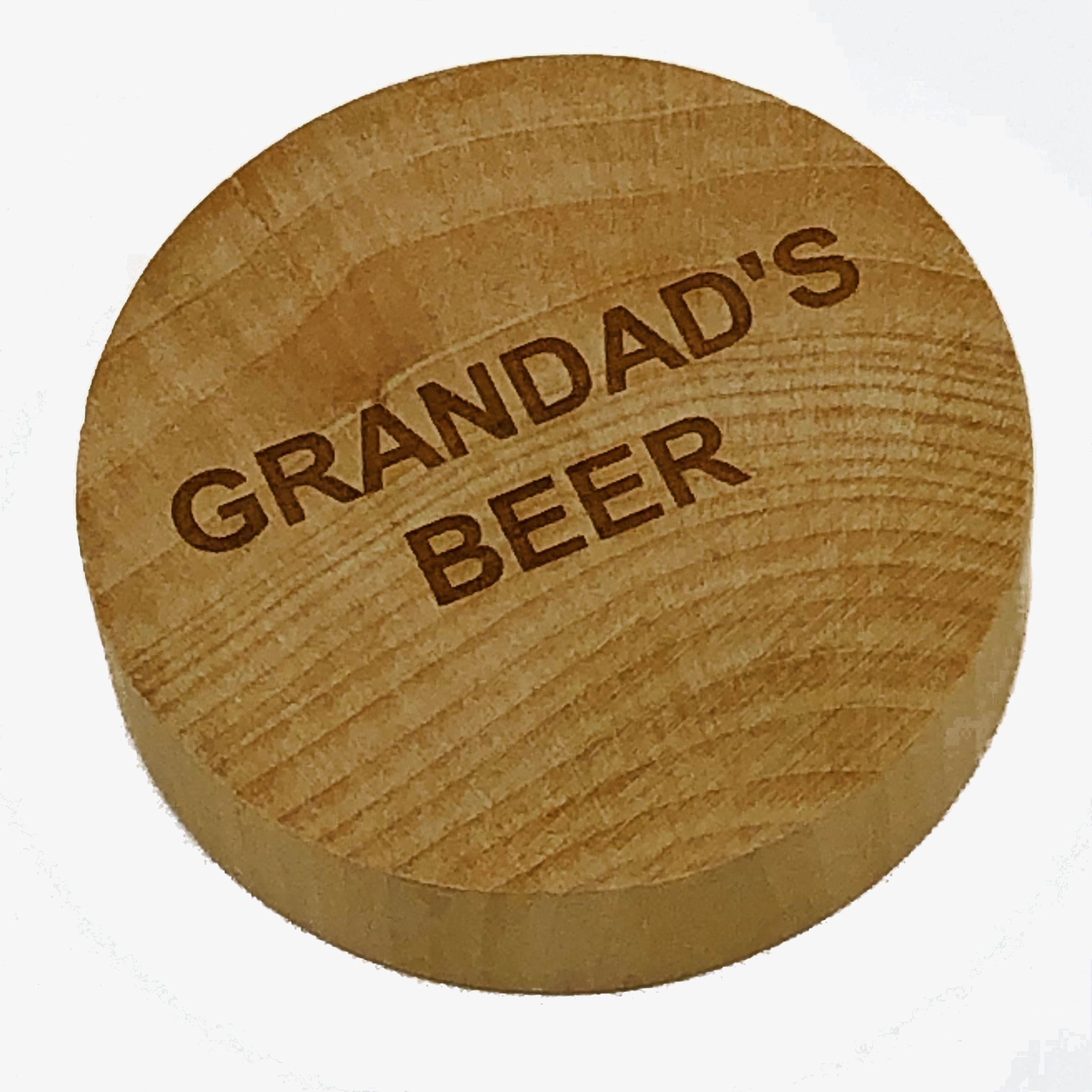 Wooden fridge magnet bottle opener gift for grandad - laser engraved with Grandad's beer
