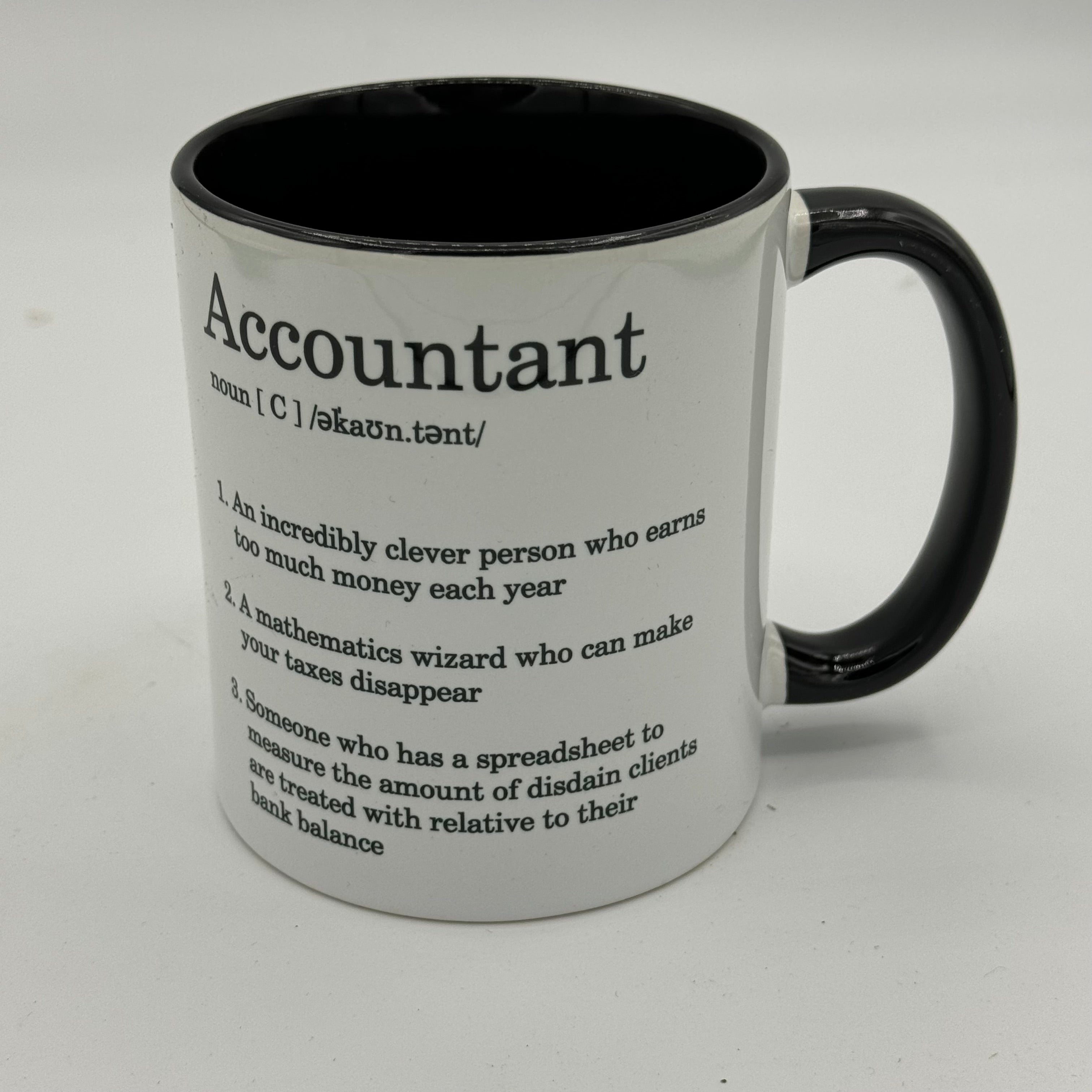 Ceramic mug - white and black - accountant gift