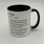 Ceramic mug - white and black - golfer gift