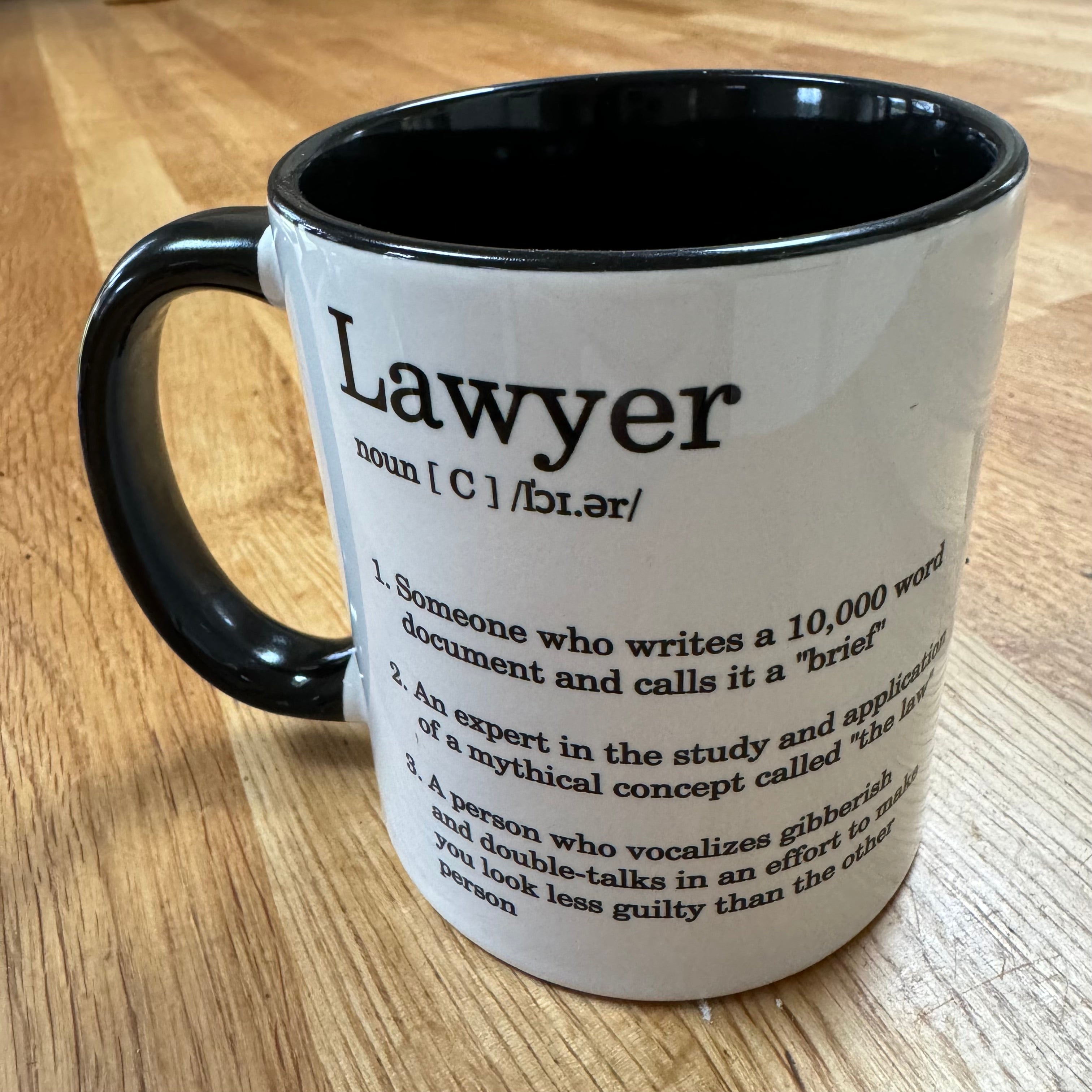 Ceramic mug - white and black - lawyer gift