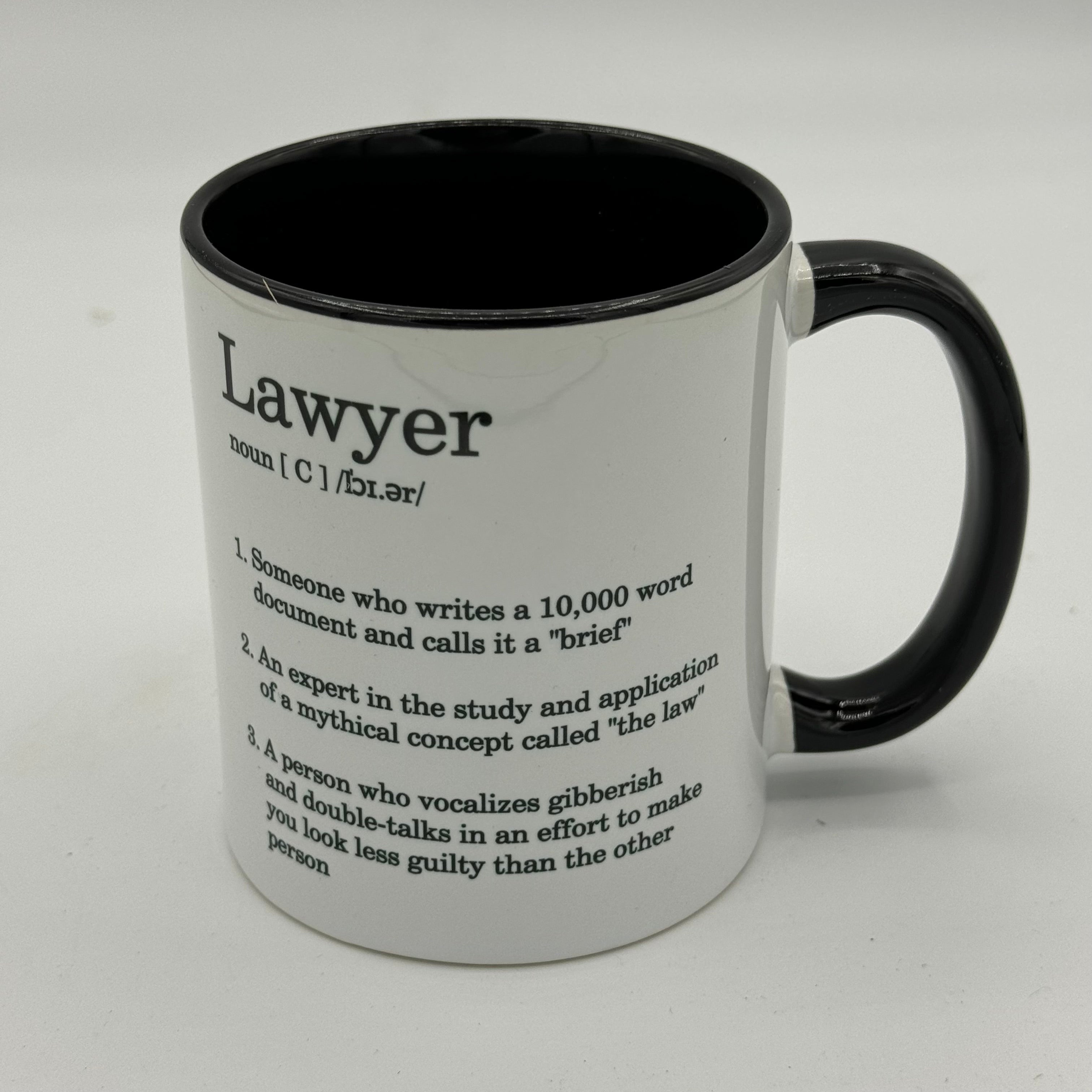 Ceramic mug - white and black - lawyer gift