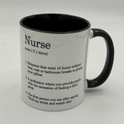 Ceramic mug - white and black - nurse gift