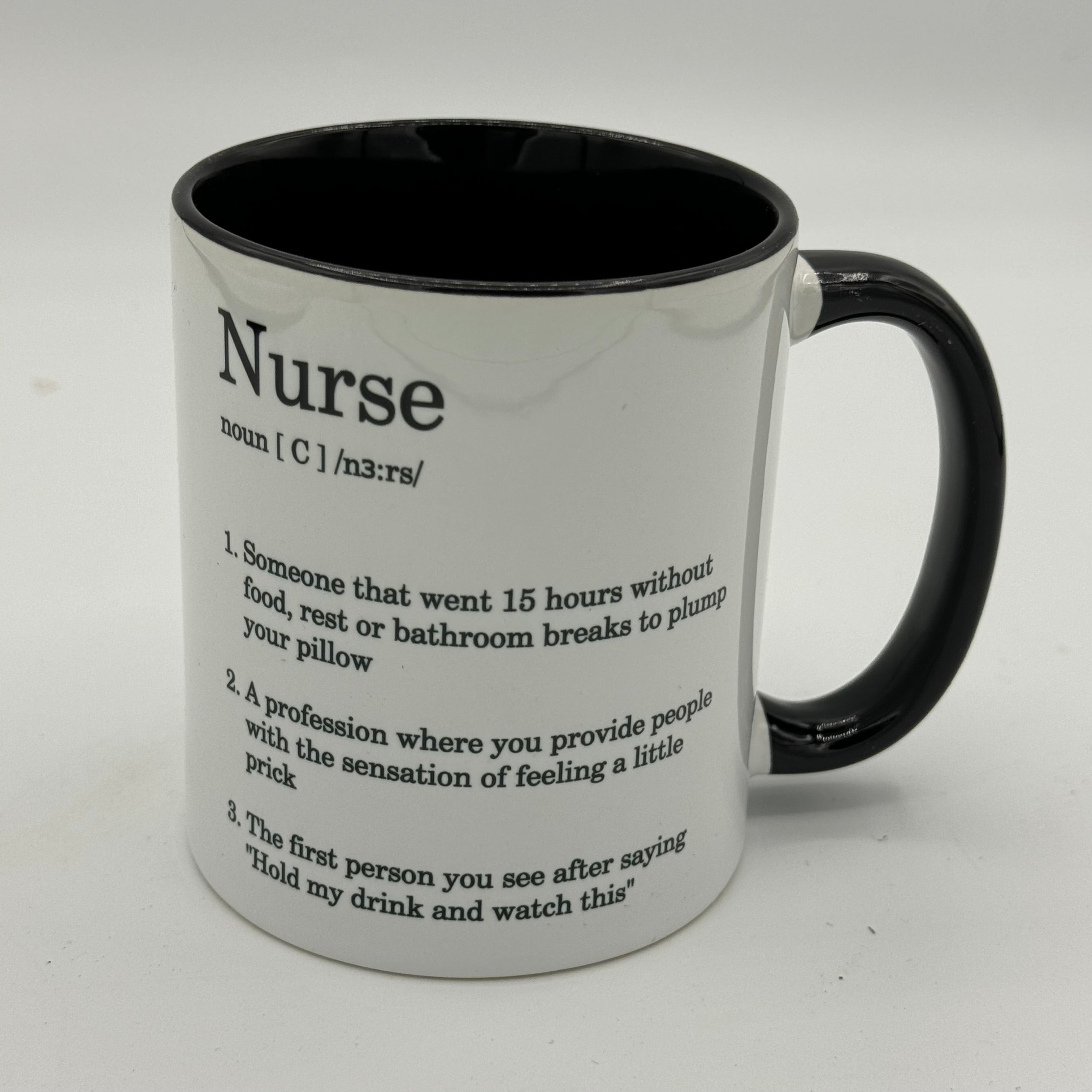 Ceramic mug - white and black - nurse gift