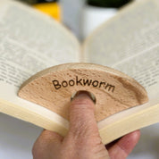 Wooden thumb book holder gift - bookworm