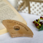 Wooden thumb book holder gift - lost in a good book