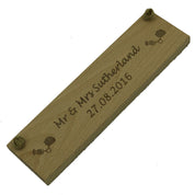 Personalised wedding plaque - names and date with thistle and rose symbols