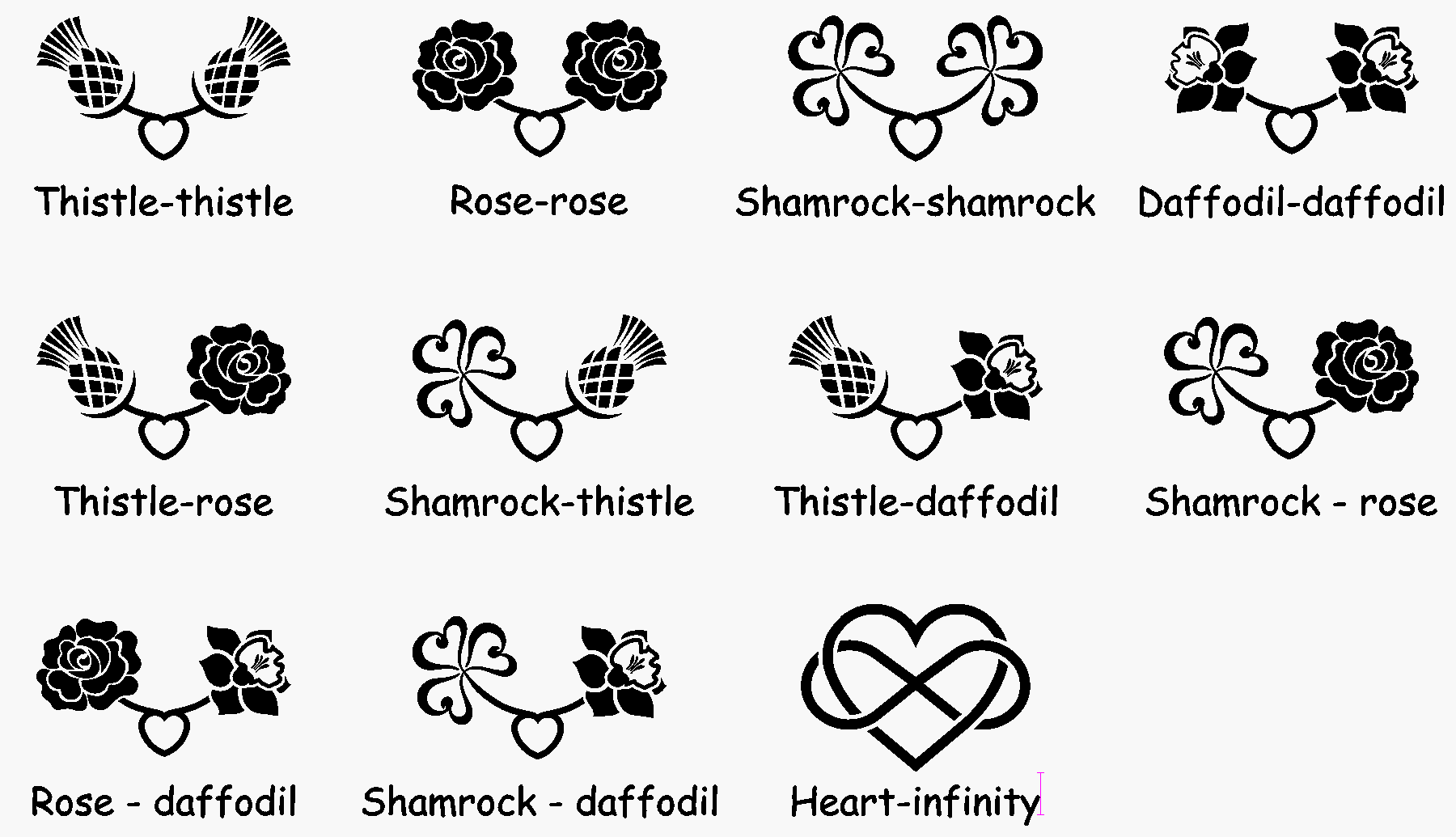 Wedding motifs - flowers of the 4 home nations