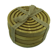 Solid idigbo wooden coasters - packaged with hessian ribbon