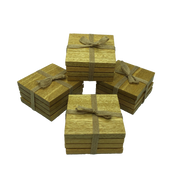 Square wooden idigbo coasters - packaged with hessian ribbon