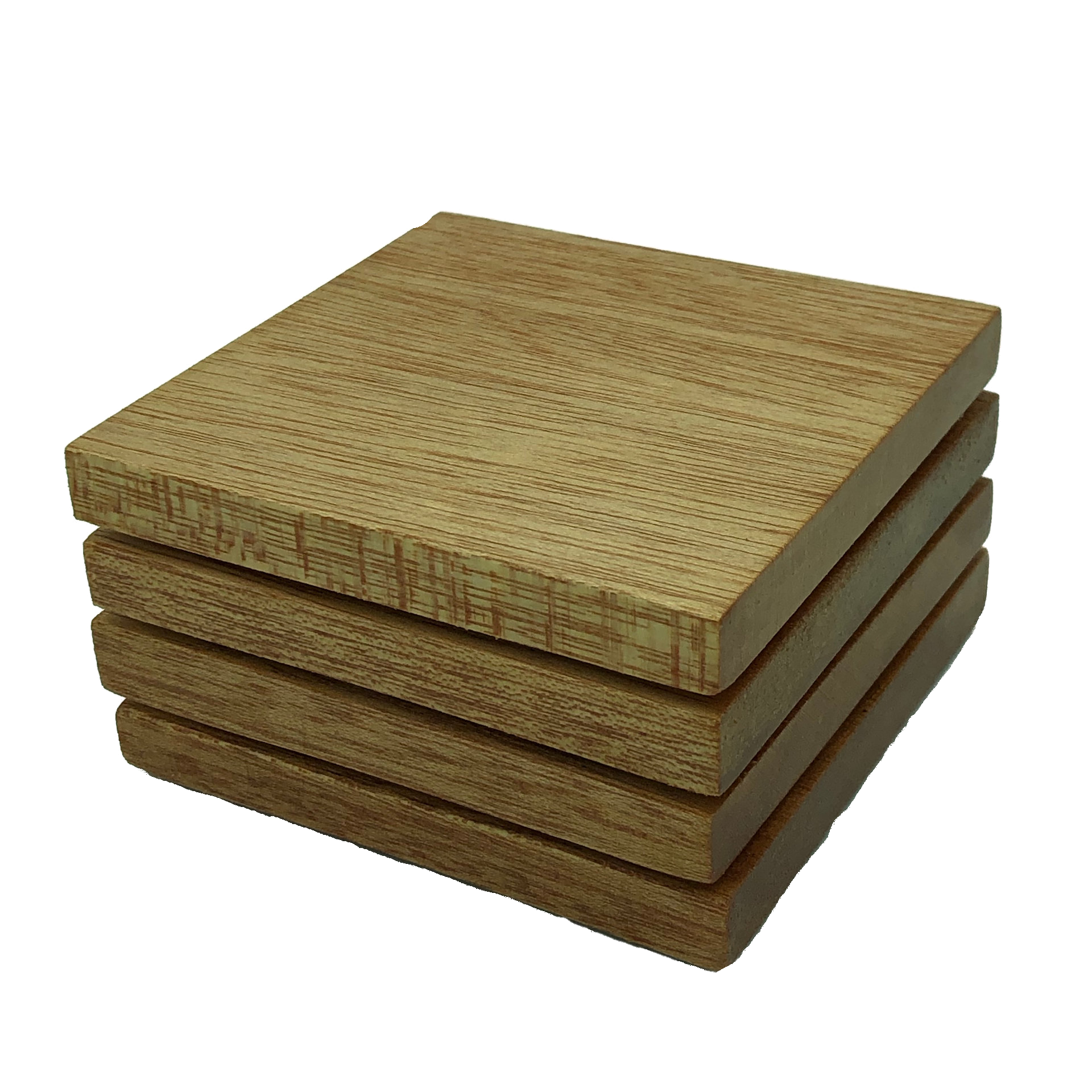 Square wooden meranti coasters - stack of four
