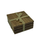 Handmade square wooden oak coasters - packaged with hessian ribbon