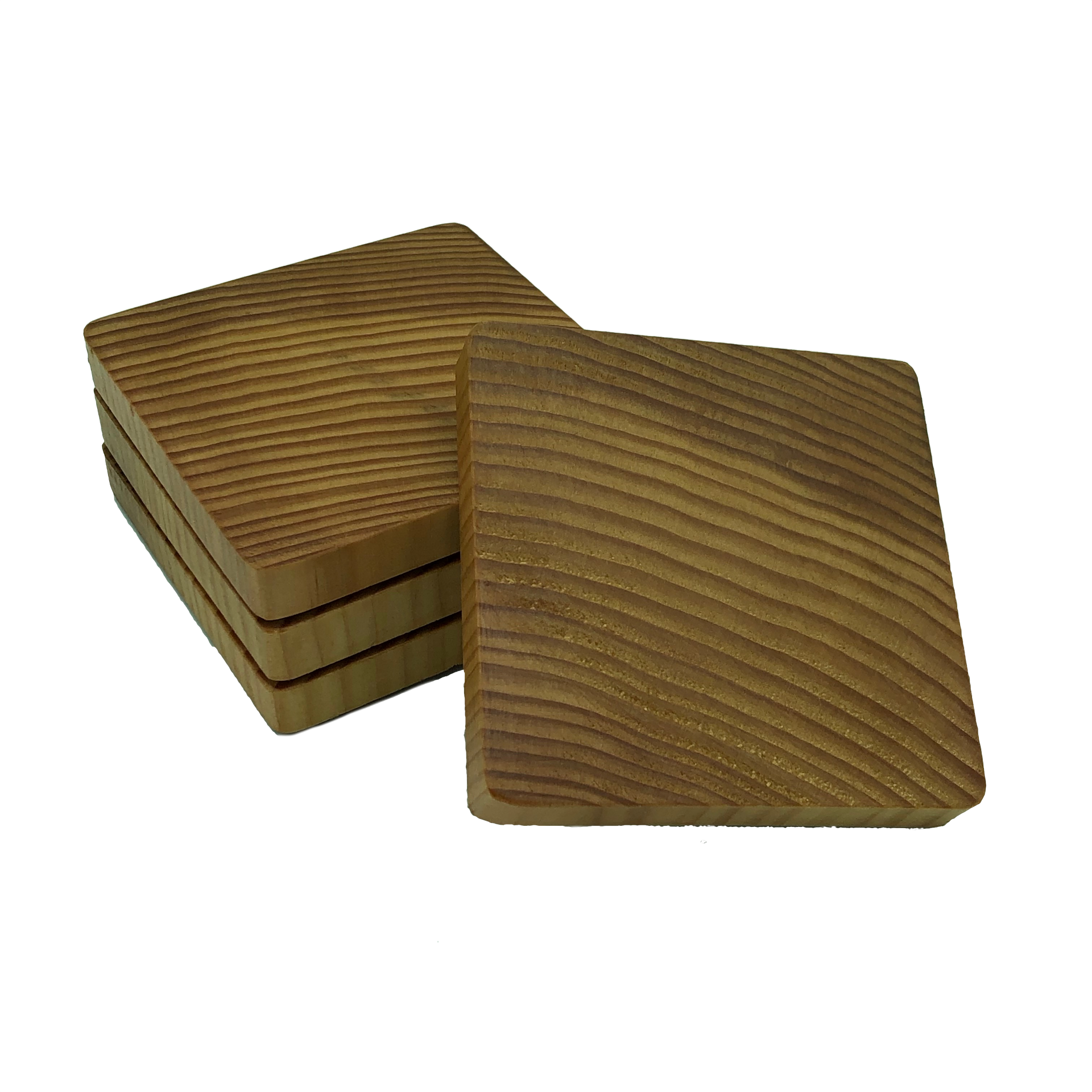 Square wooden douglas fir coasters - set of four