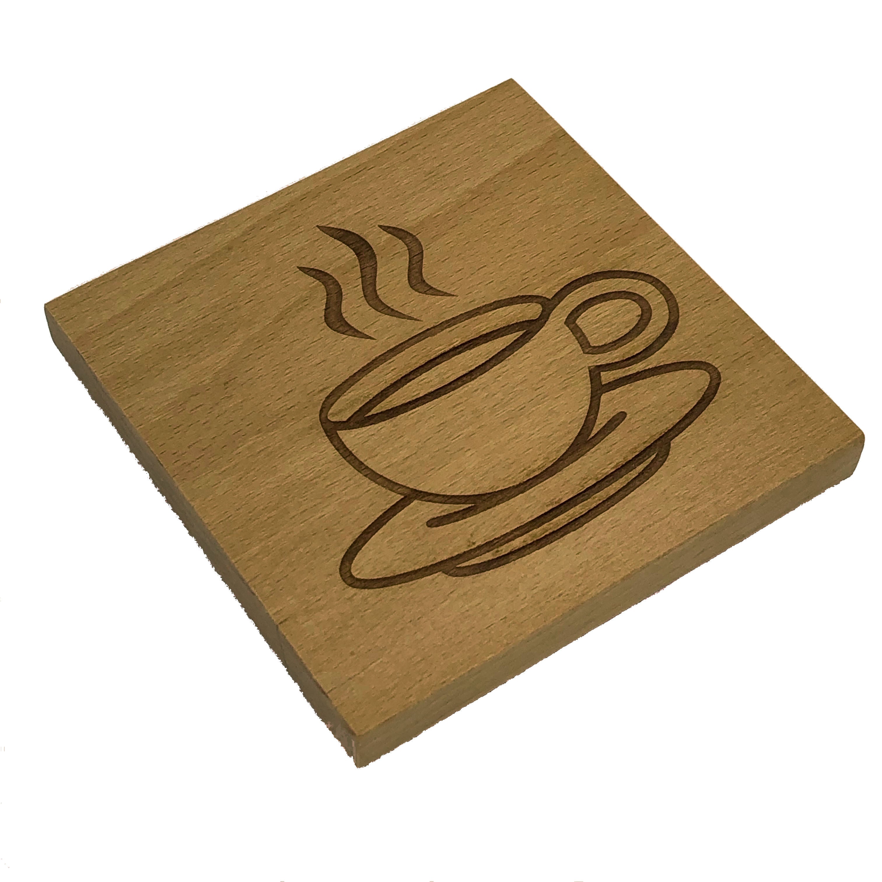 Wooden coaster - tea cup