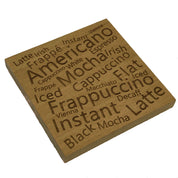 Wooden coaster - coffee varieties