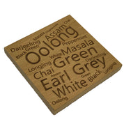Wooden coaster - tea varieties