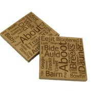 Wooden coasters - Scottish dialect with English translations - set of 4
