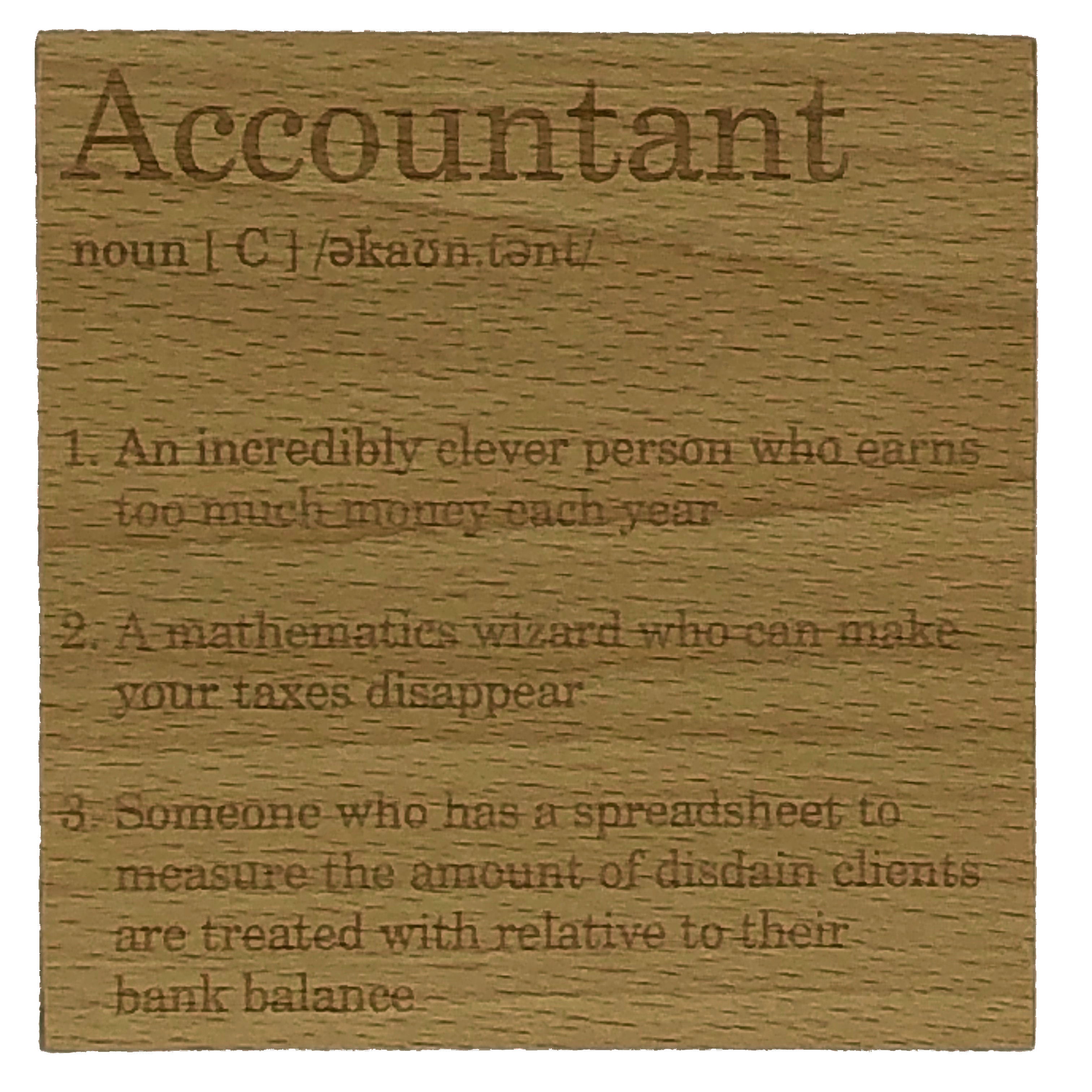 Wooden coaster - occupation - accountant
